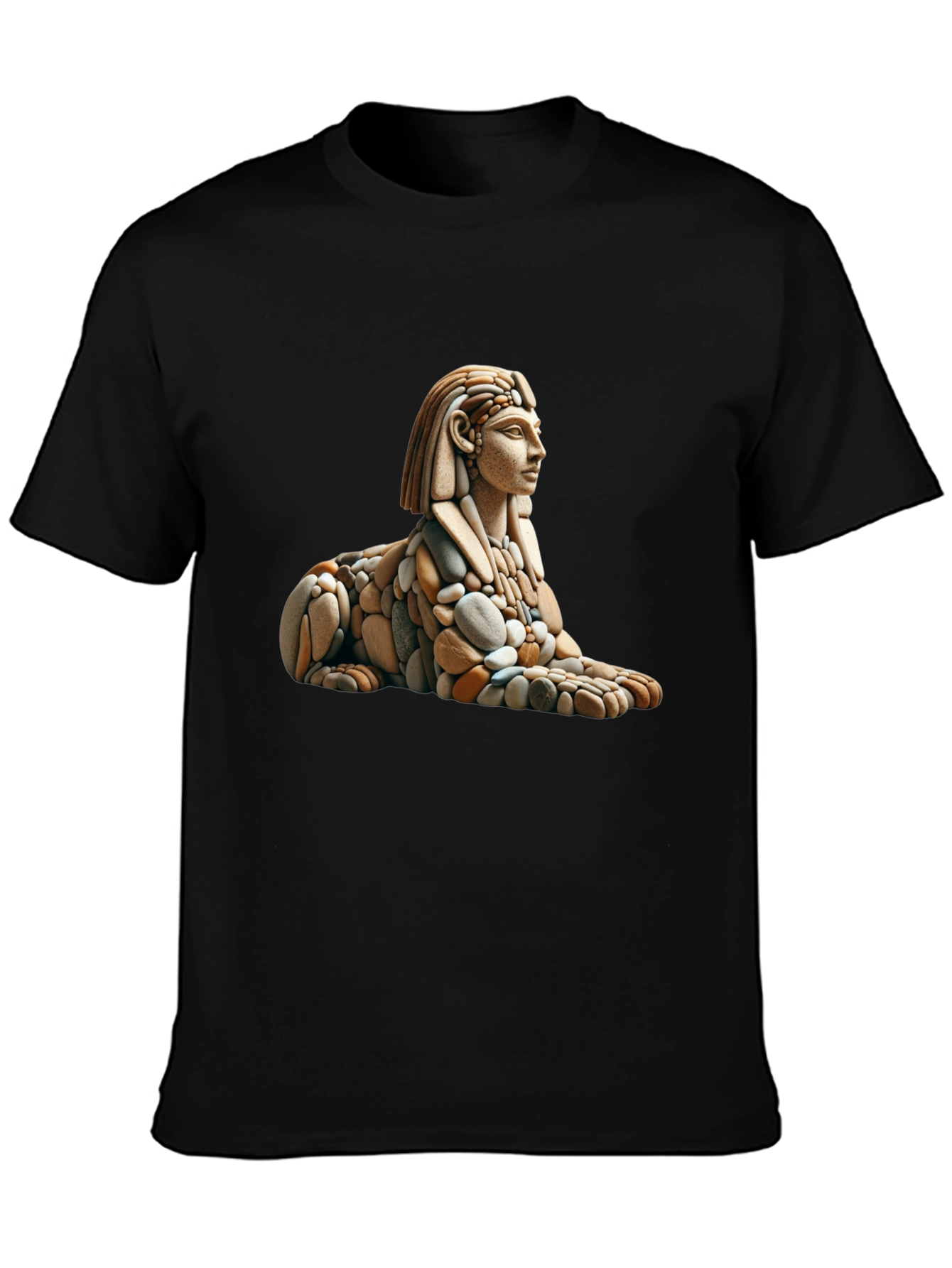 Black Sphinx Rock Art Graphic Tee view 3
