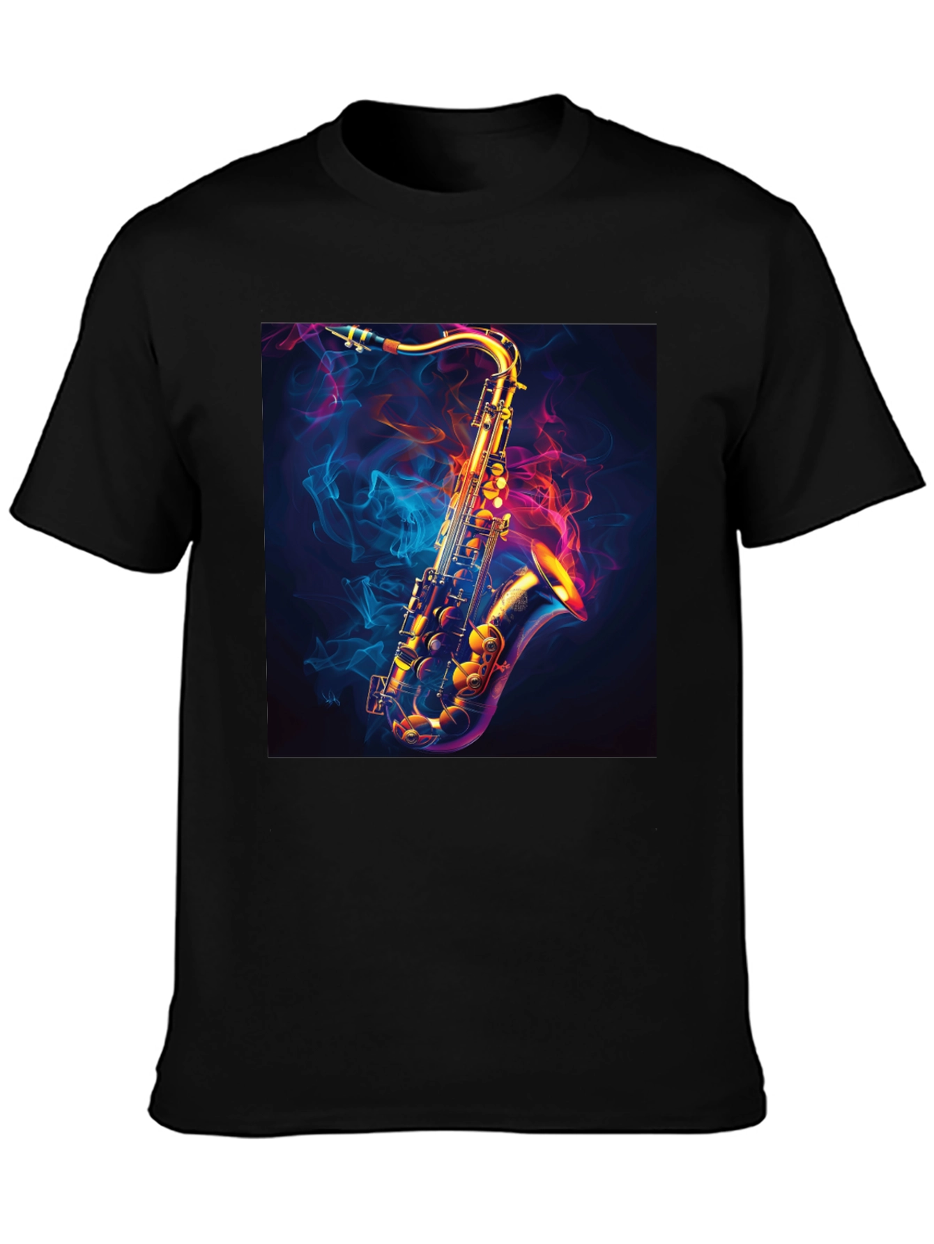 Black Saxophone Graphic Black T-Shirt - Cool Musical Tee view 3