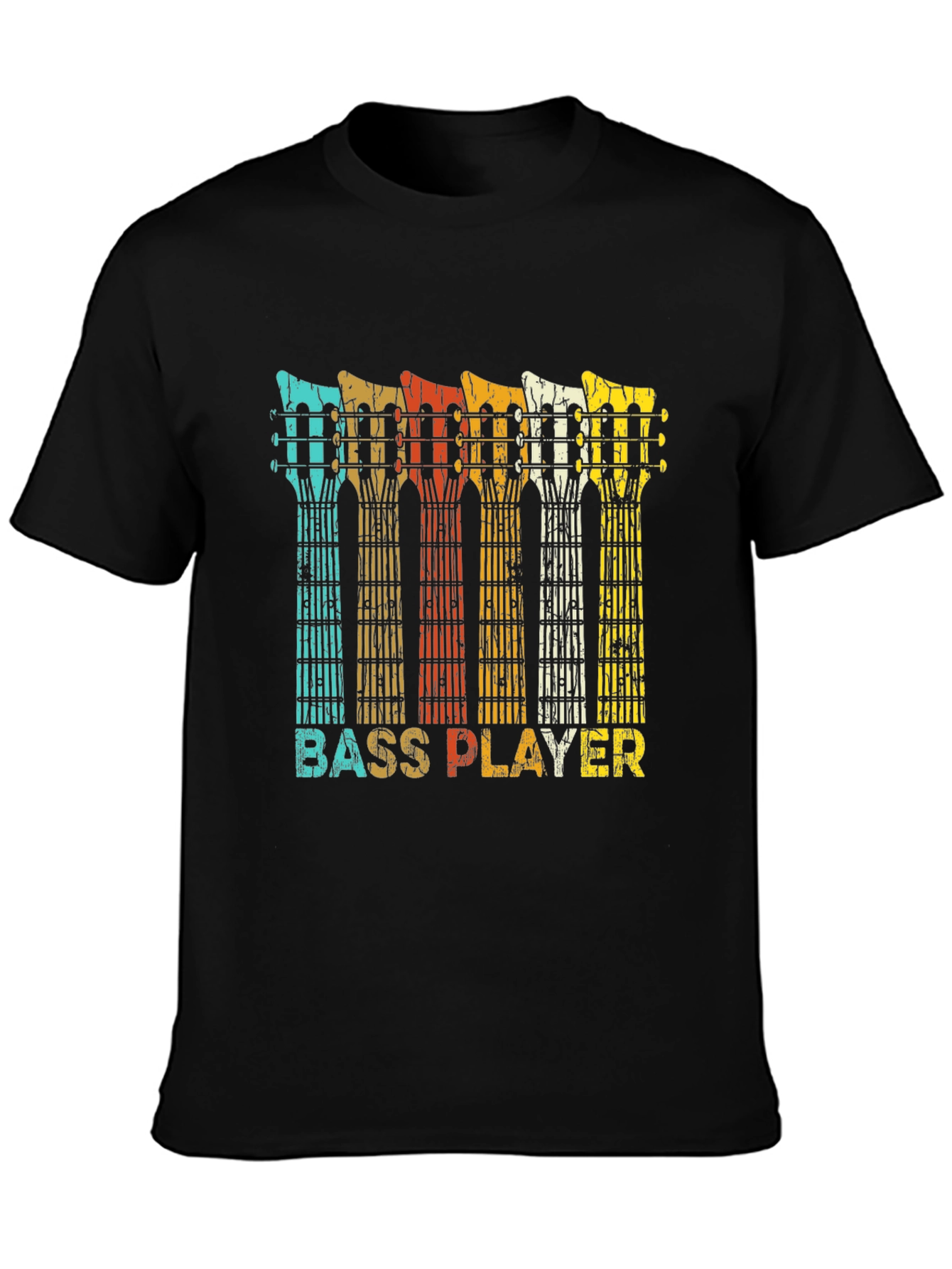 Black Bass Player Retro T-Shirt - Music Lover Tee view 3