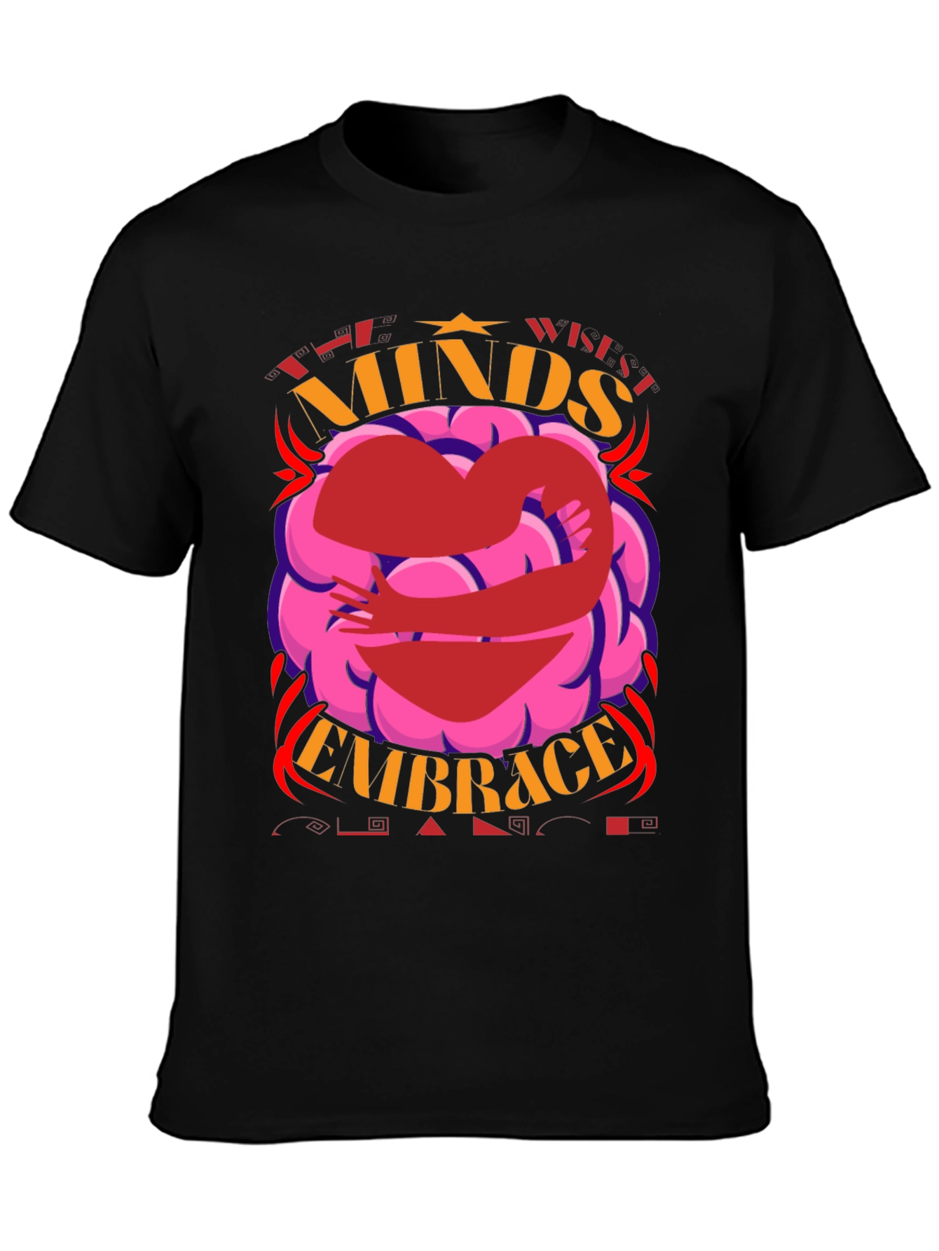 Black Minds Embrace Graphic Tee - Unisex Black T-Shirt view 3