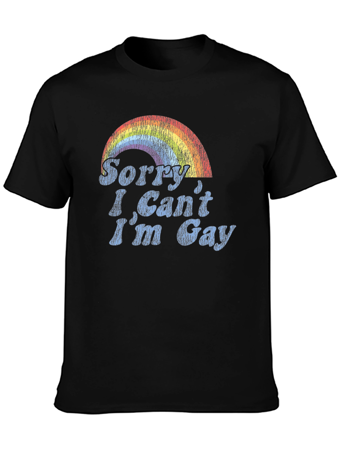 Black Sorry I Can't I'm Gay Rainbow Graphic Tee view 3