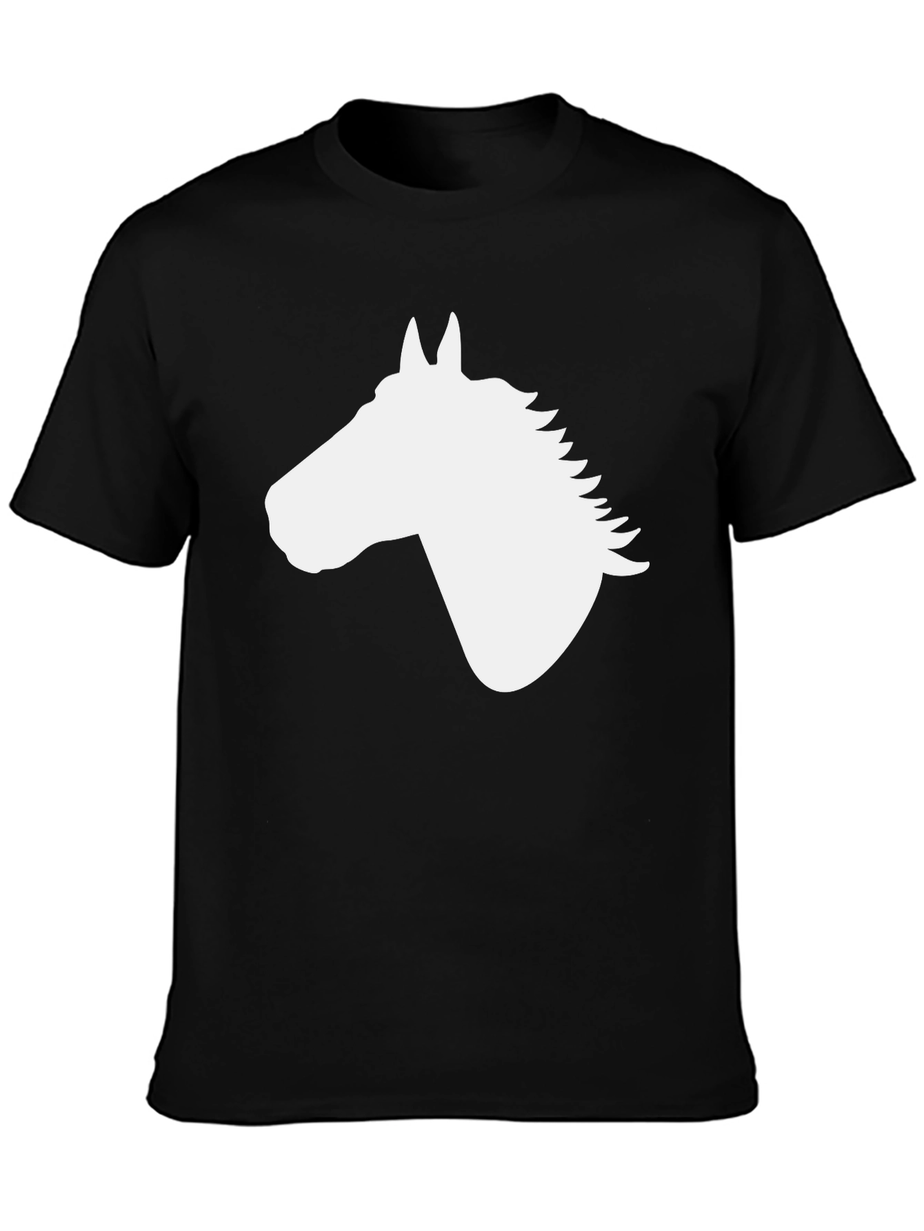 Black Horse Silhouette Graphic Tee - Black Cotton Blend view 3