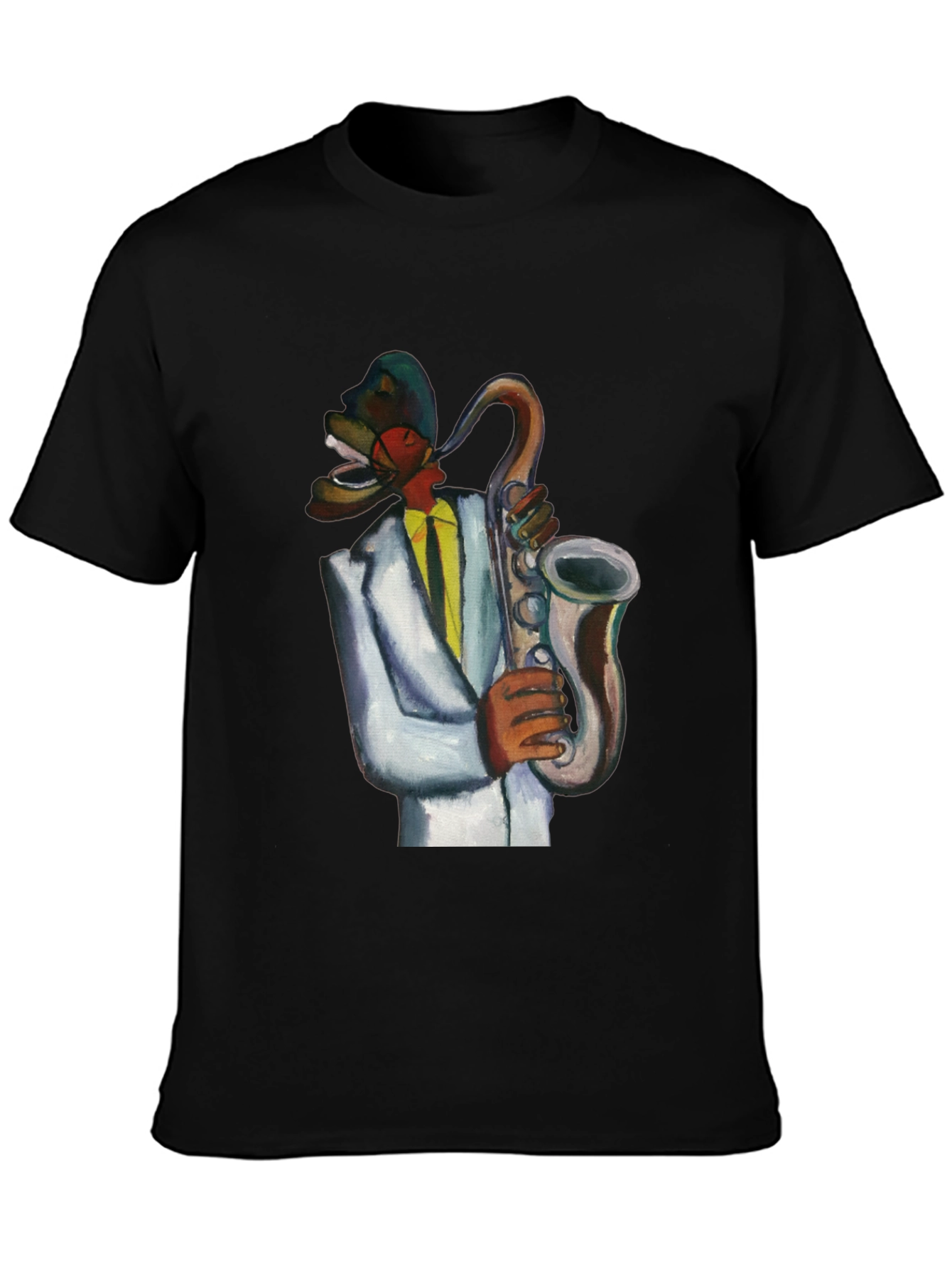 Black Cool Jazz Musician T-Shirt view 3