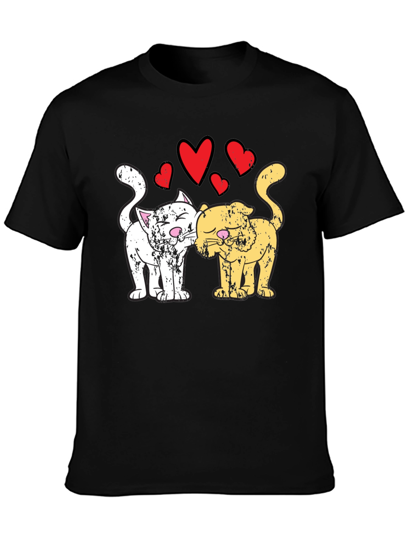 Black Cats in Love T-Shirt Black view 3