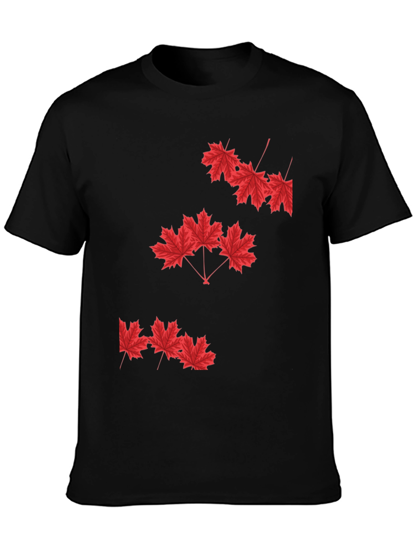 Black Maple Leaf Graphic Print Black T-Shirt view 3