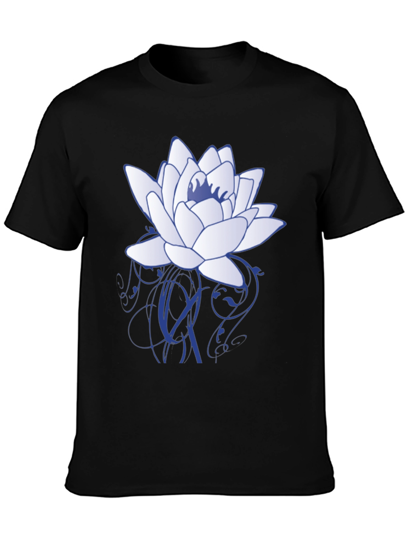 Black Lotus Flower Graphic T-Shirt - Stylish Casual Wear view 3