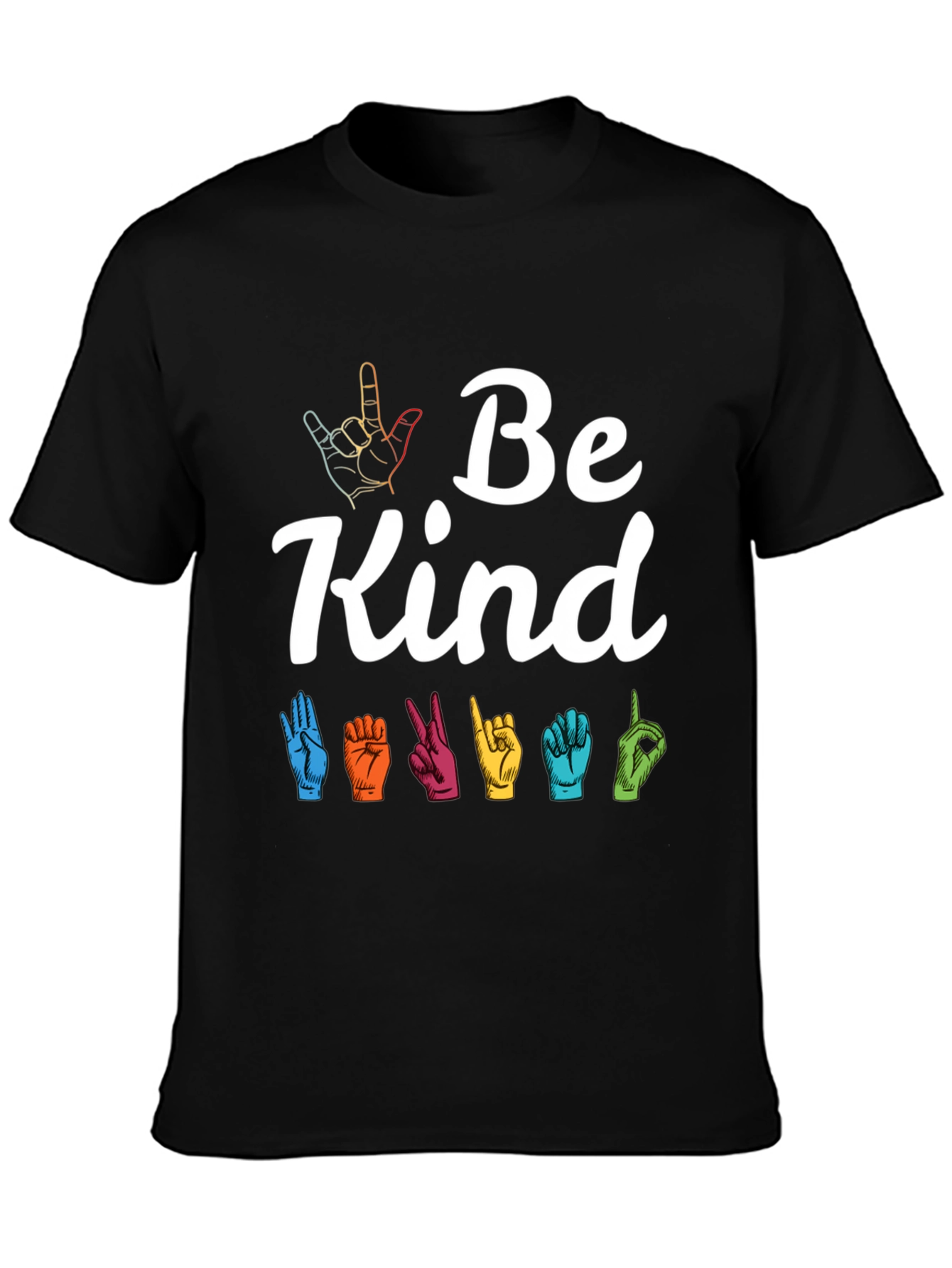 Black Be Kind Sign Language Graphic Tee view 3