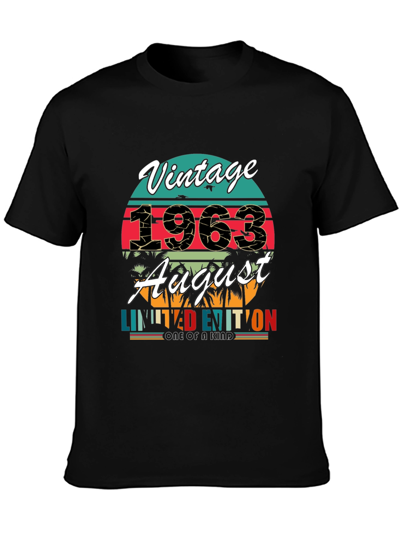 Black Vintage 1963 August Limited Edition T-Shirt view 3