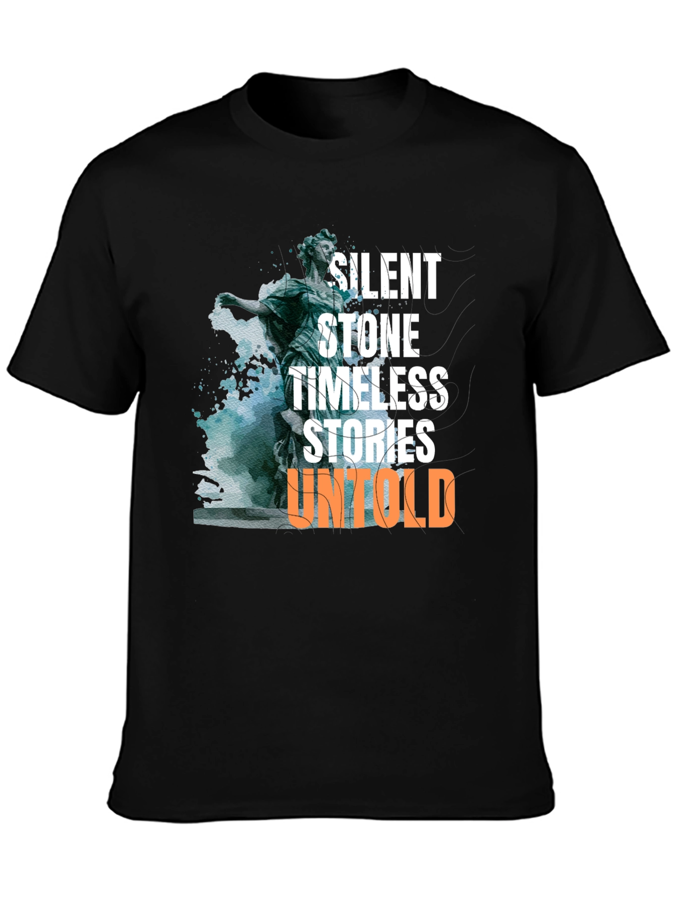 Black Silent Stone Graphic Tee -  Statue & Stories T-Shirt view 3