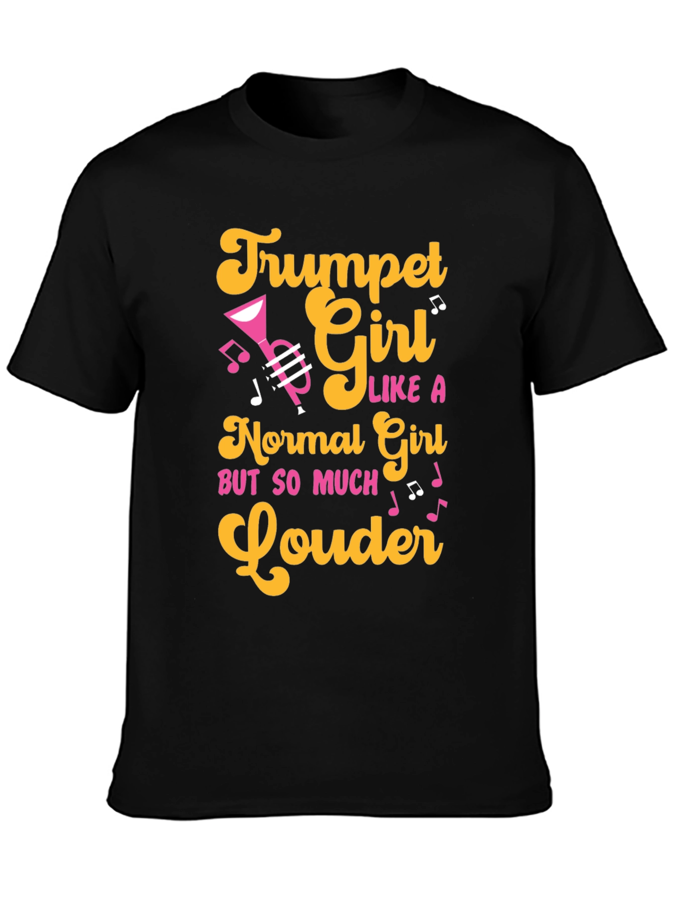 Black Trumpet Girl T-Shirt - Musician Apparel view 3