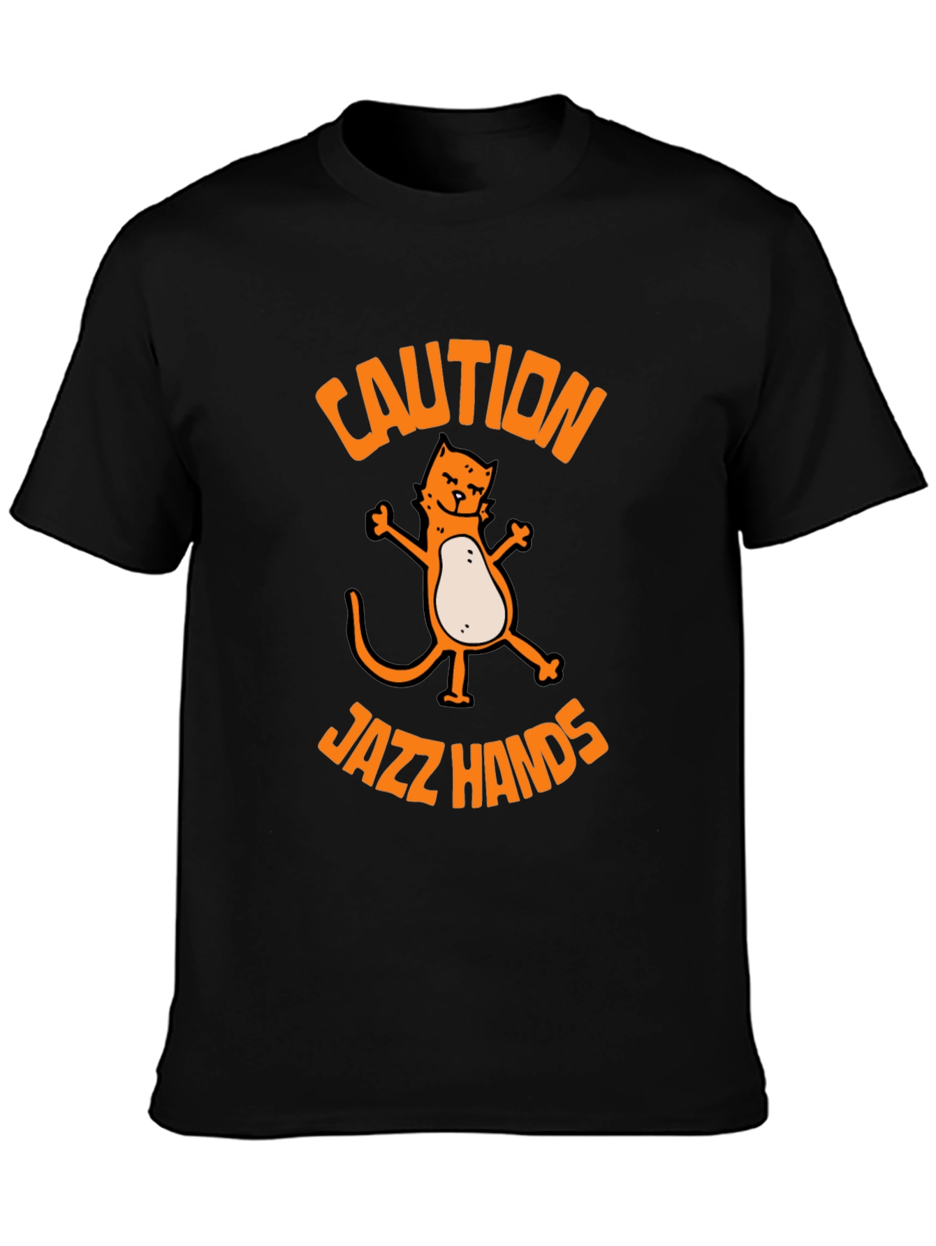 Black Caution Jazz Hands Cat Graphic Tee - Black view 3