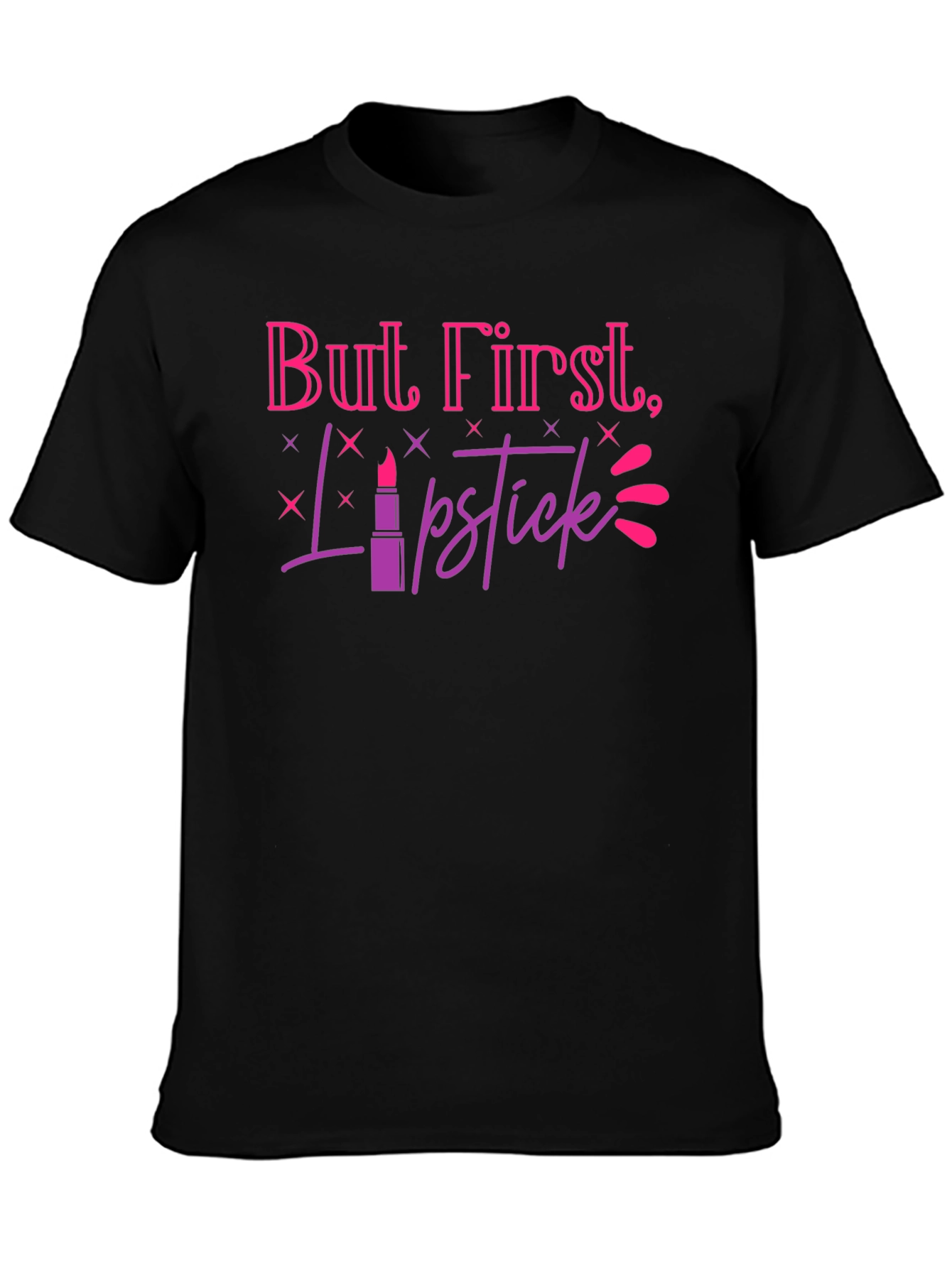 Black But First, Lipstick - Fun Graphic Tee view 3