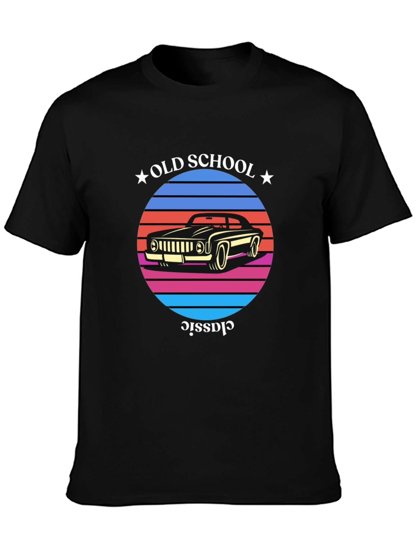 Black Old School Classic Car T-Shirt view 3