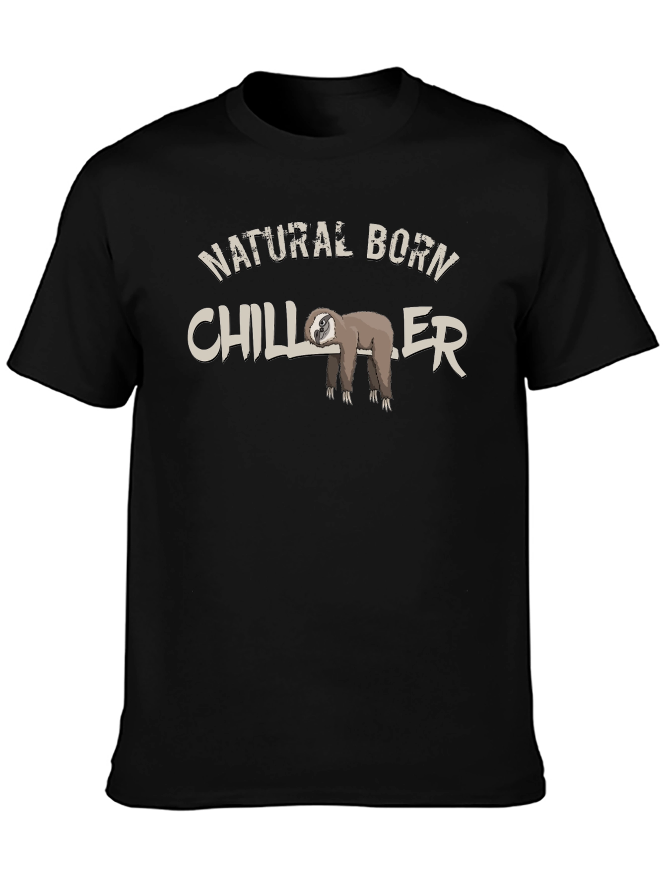 Black Natural Born Chiller Sloth Graphic T-Shirt view 3
