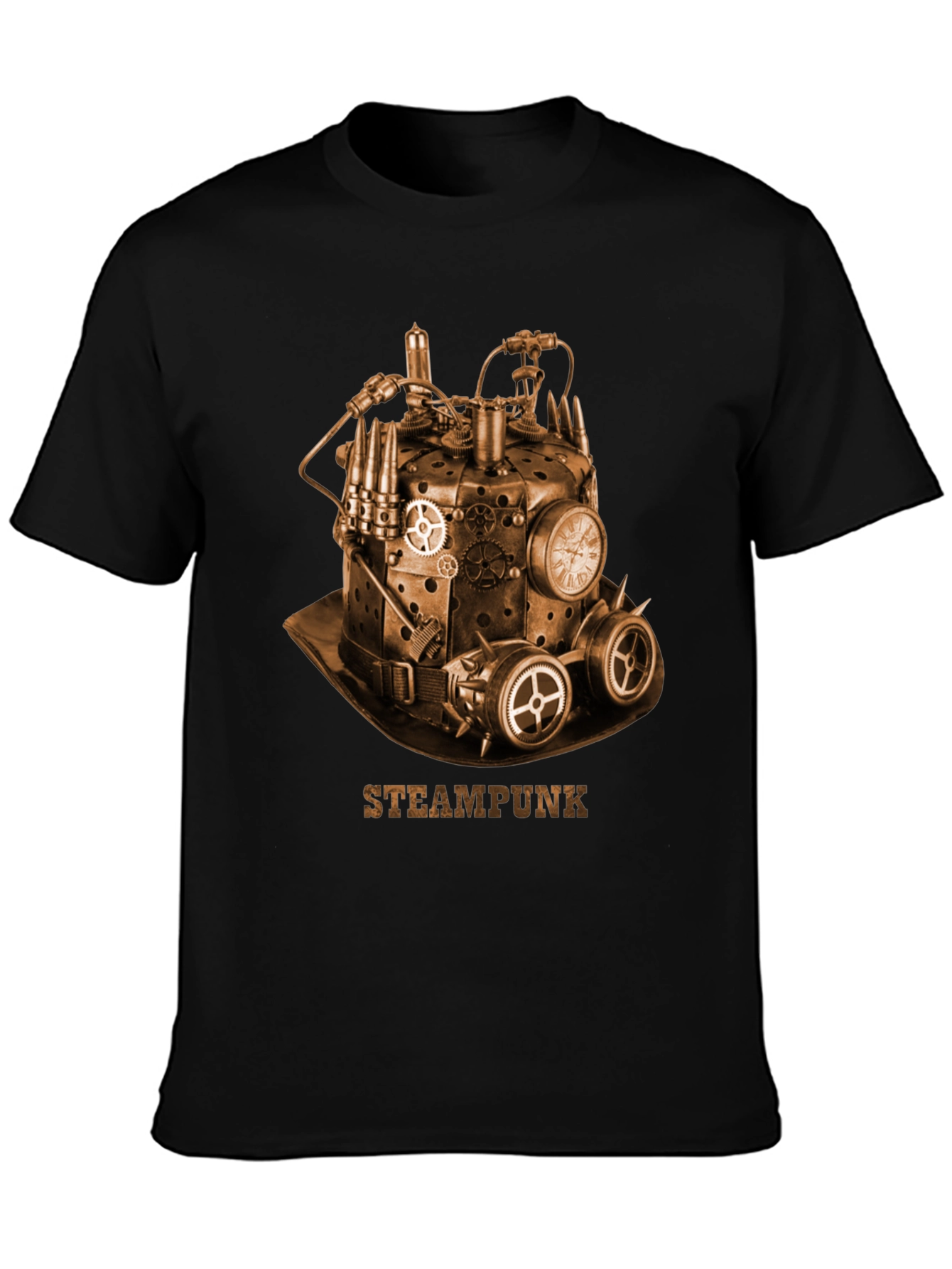 Black Steampunk Hat Graphic T-Shirt - Unique Design view 3