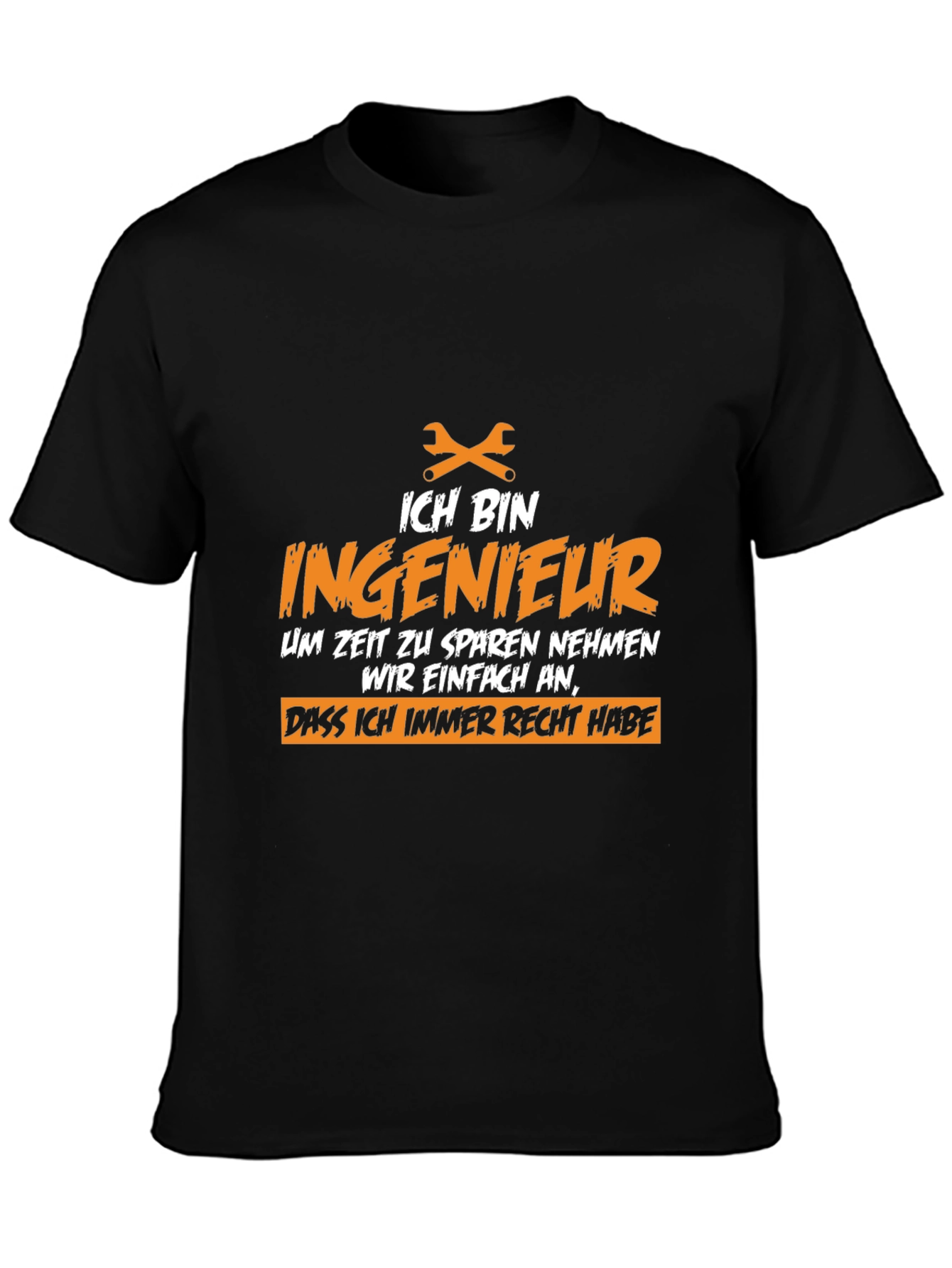 Black Ich Bin Ingenieur T-Shirt - Engineer Humor Tee view 3