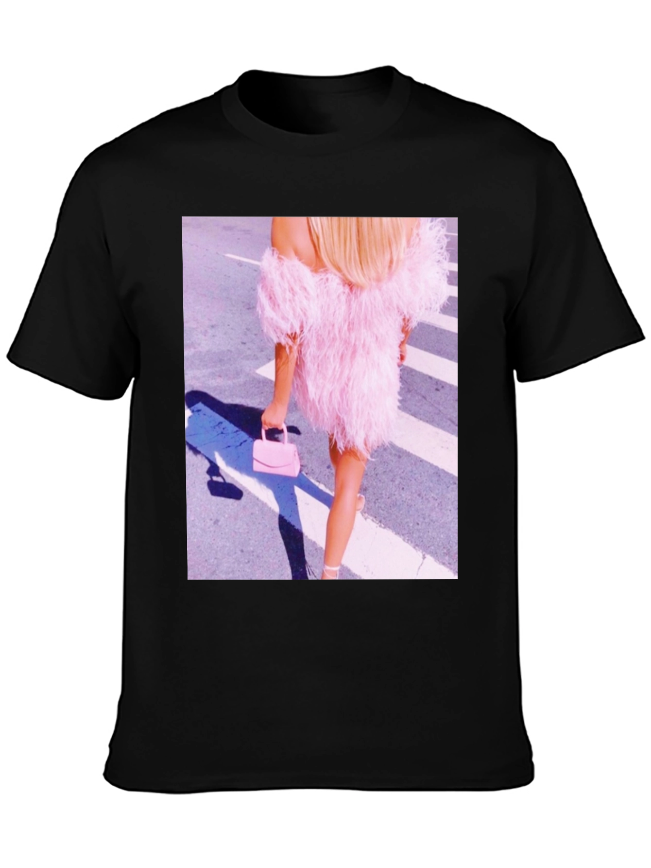 Black Feather Dress Graphic Tee - Stylish & Unique view 3