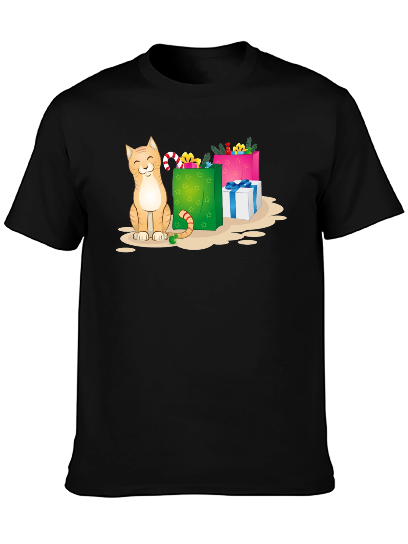 Black Cat Christmas Gift T-Shirt view 3
