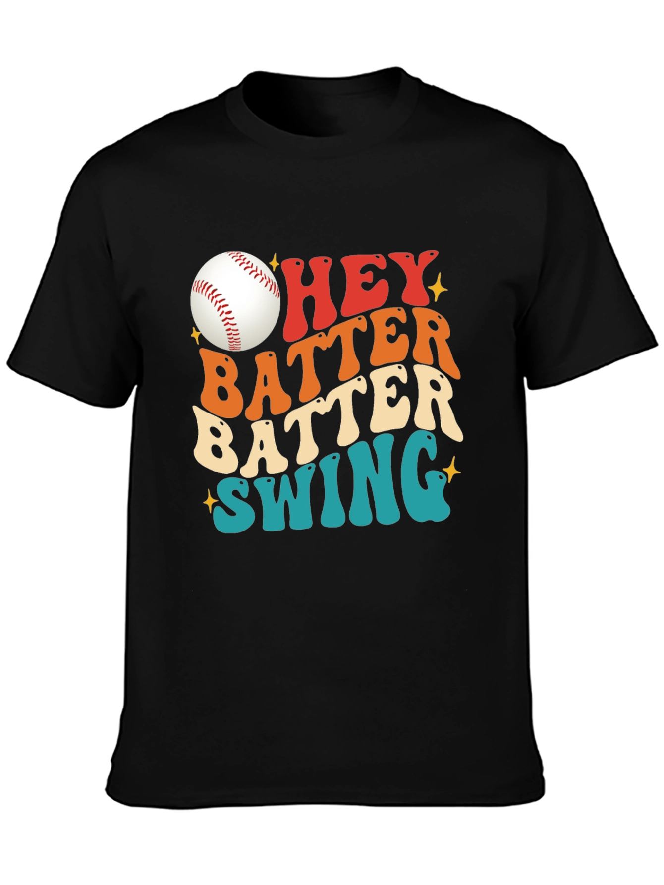 Black Hey Batter Batter Swing Baseball T-Shirt view 3