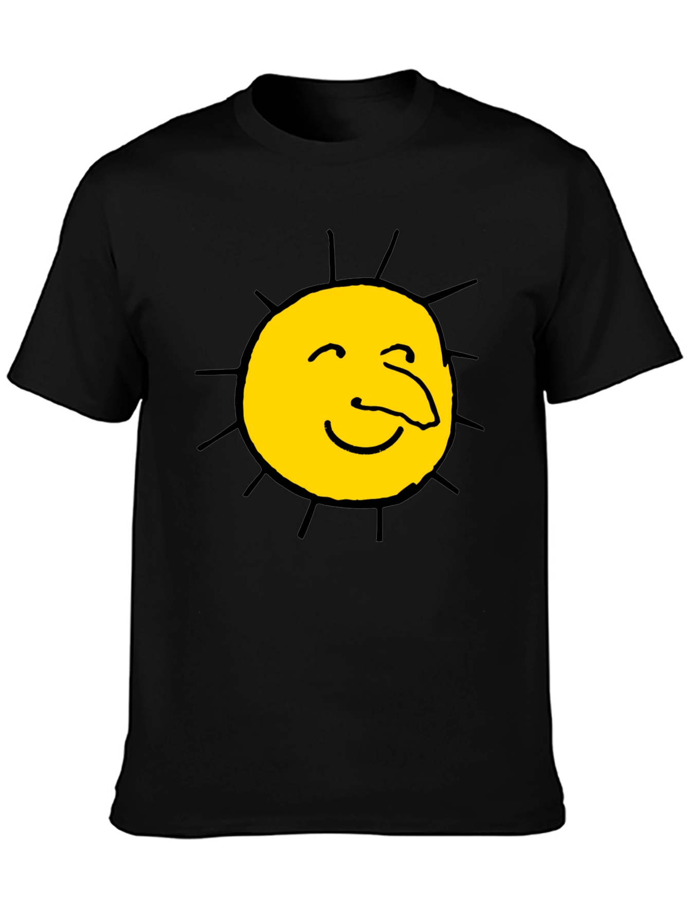 Black Funny Sun Face Graphic Black T-Shirt view 3