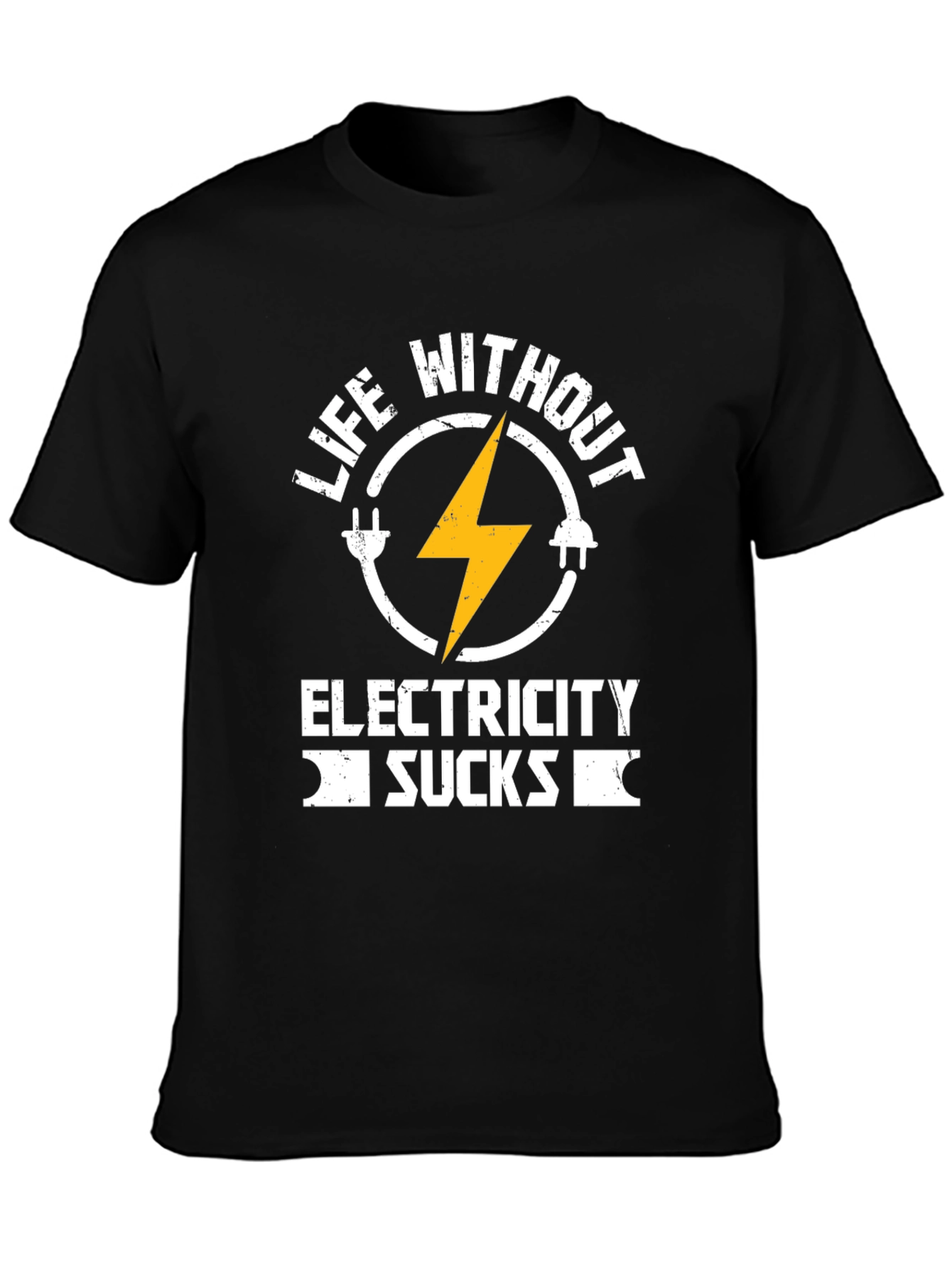 Black Life Without Electricity Sucks T-Shirt view 3