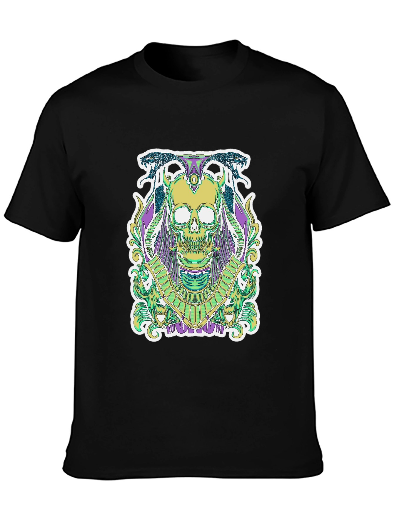 Black Skull Graphic Tee - Egyptian Style view 3