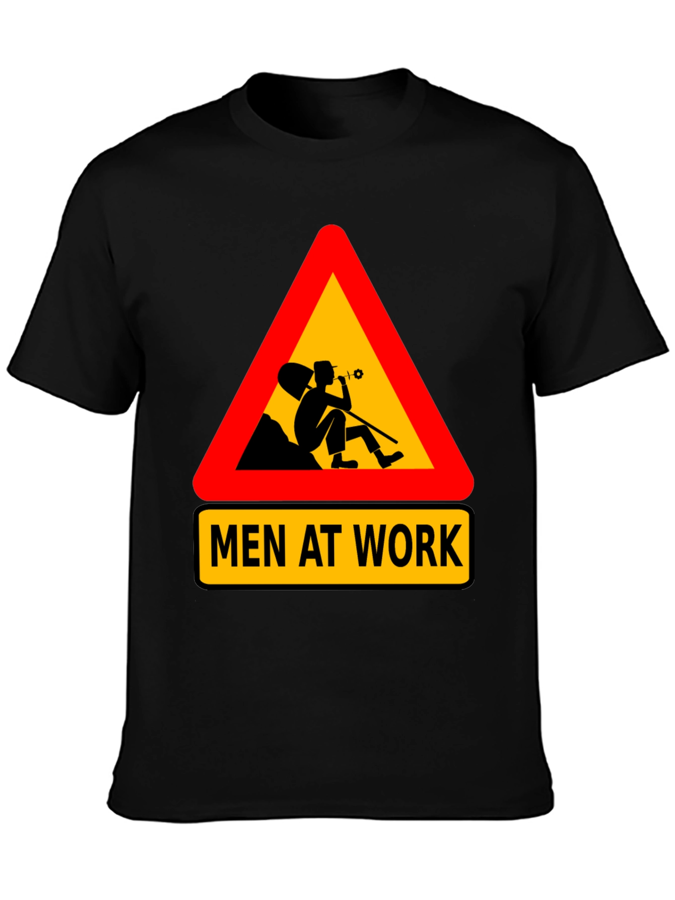 Black Men at Work Graphic Tee - Funny Black T-Shirt view 3