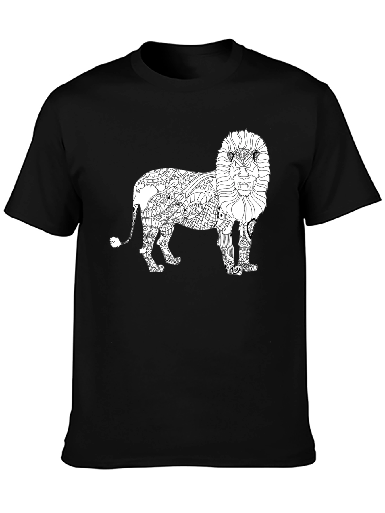 Black Lion Graphic Print Crew Neck T-Shirt view 3