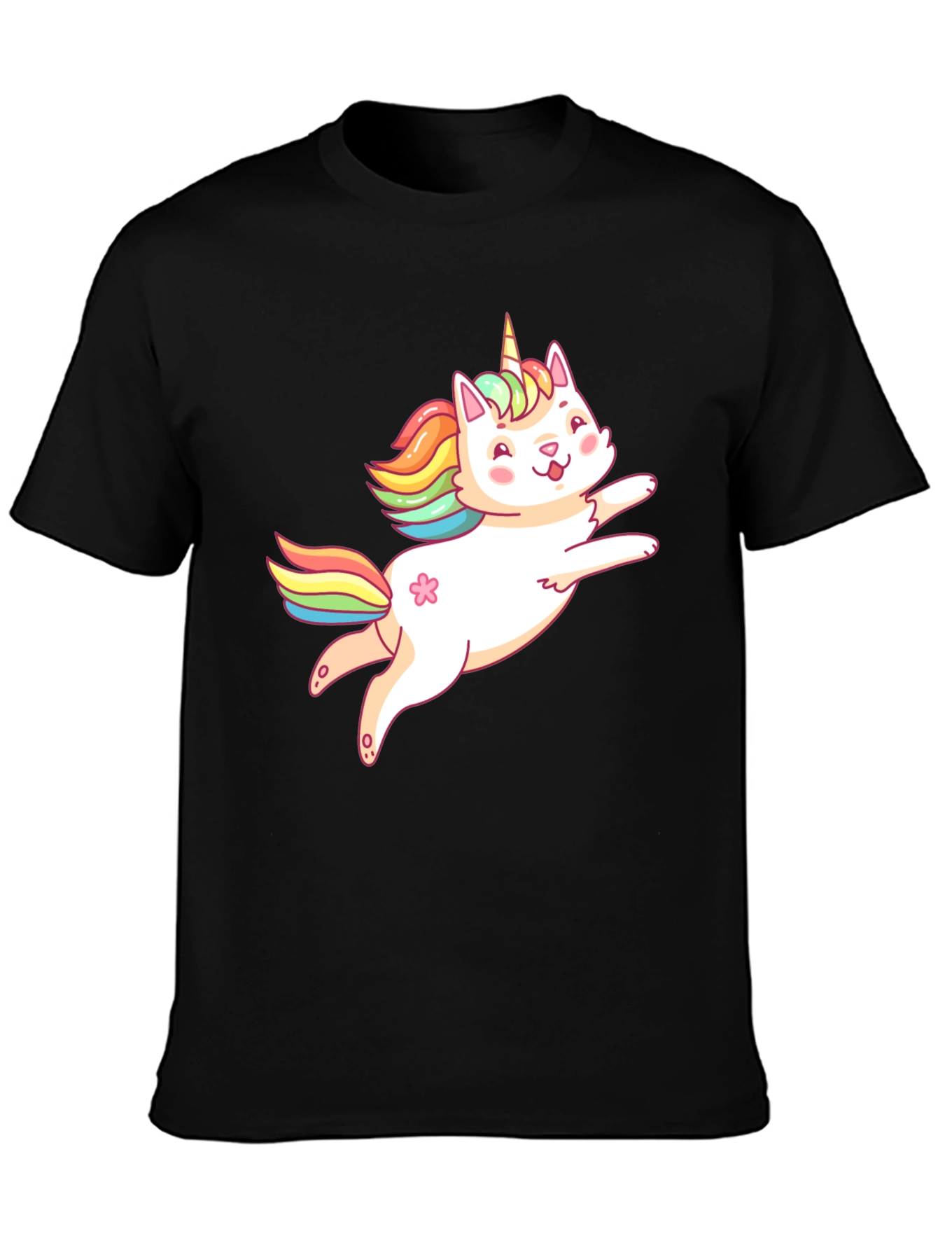Black Unicorn Cat Graphic T-Shirt - Fun Cute Tee view 3