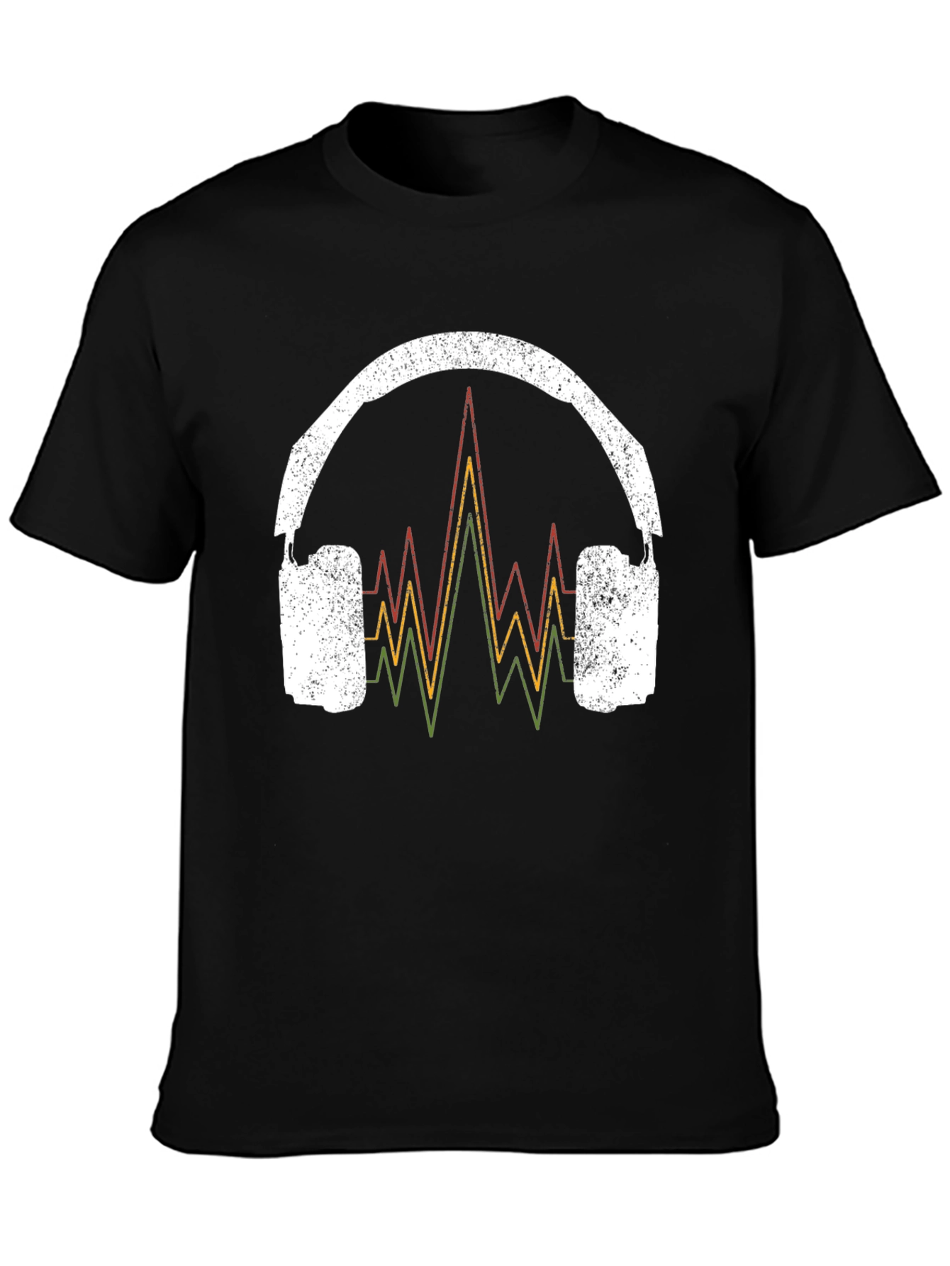 Black Retro Rasta Headphones Graphic Tee view 3