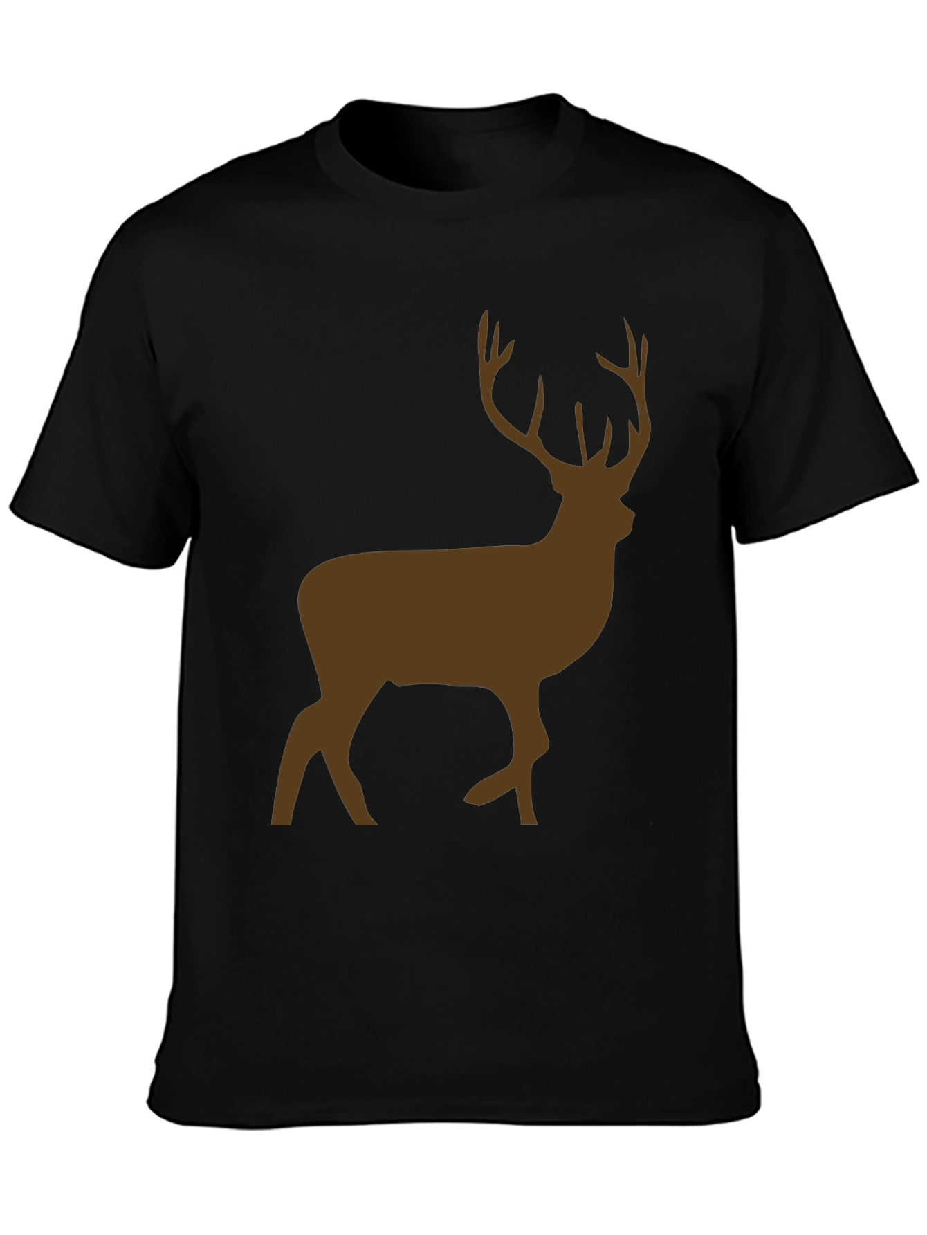 Black Men's Black T-Shirt with Brown Deer Graphic view 3