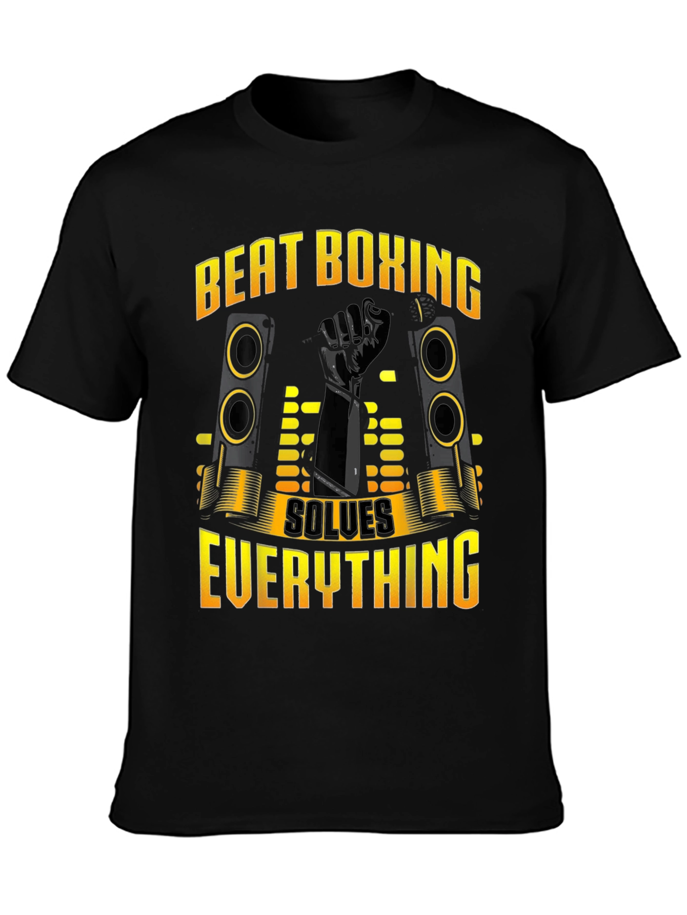 Black Beat Boxing Solves Everything Black T-Shirt view 3
