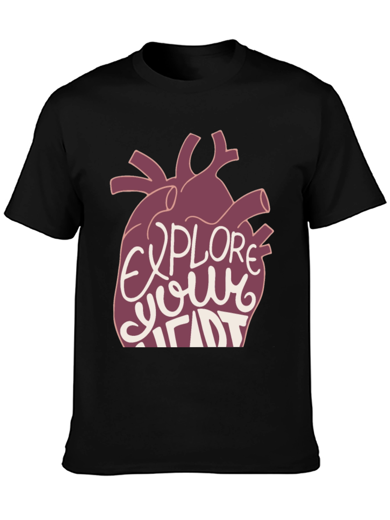 Black Explore Your Heart Graphic Tee - Black view 3