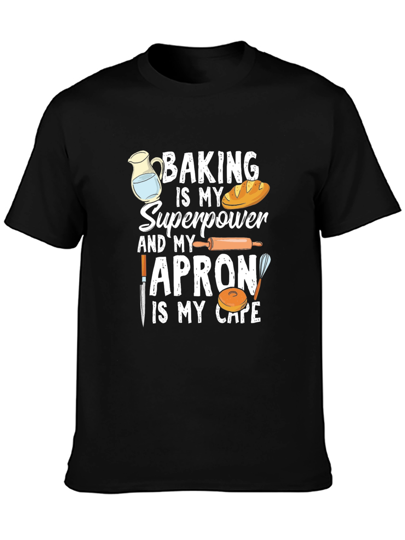 Black Baking Superpower T-Shirt, Funny Baker Tee view 3