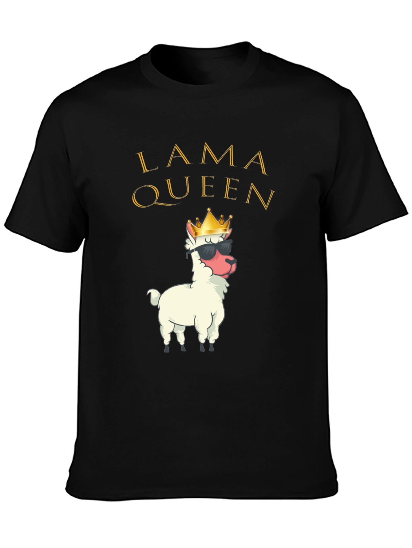 Black Lama Queen Graphic T-Shirt Funny Alpaca Tee view 3