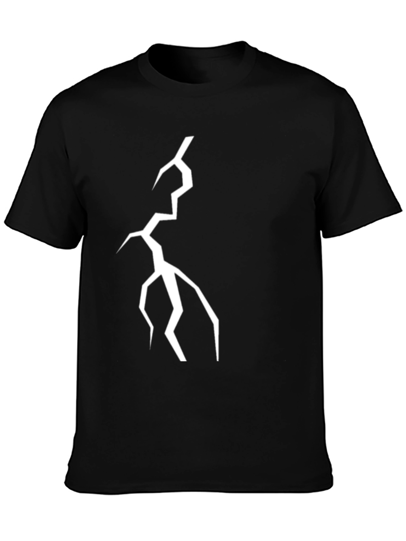 Black Abstract Lightning Bolt Graphic Tee - Black view 3