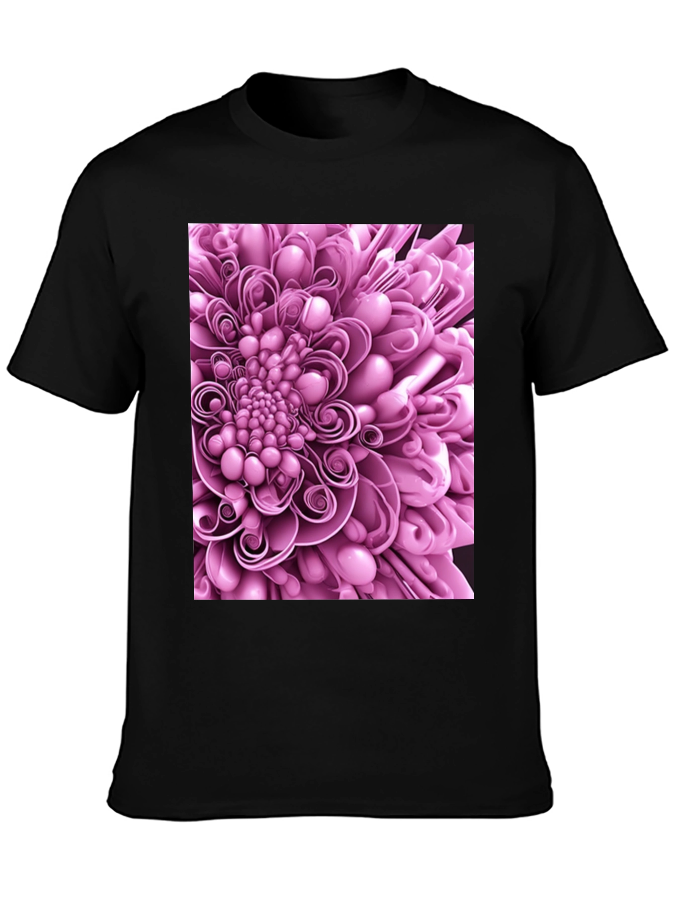 Black Abstract Flower Graphic Print Black T-Shirt view 3