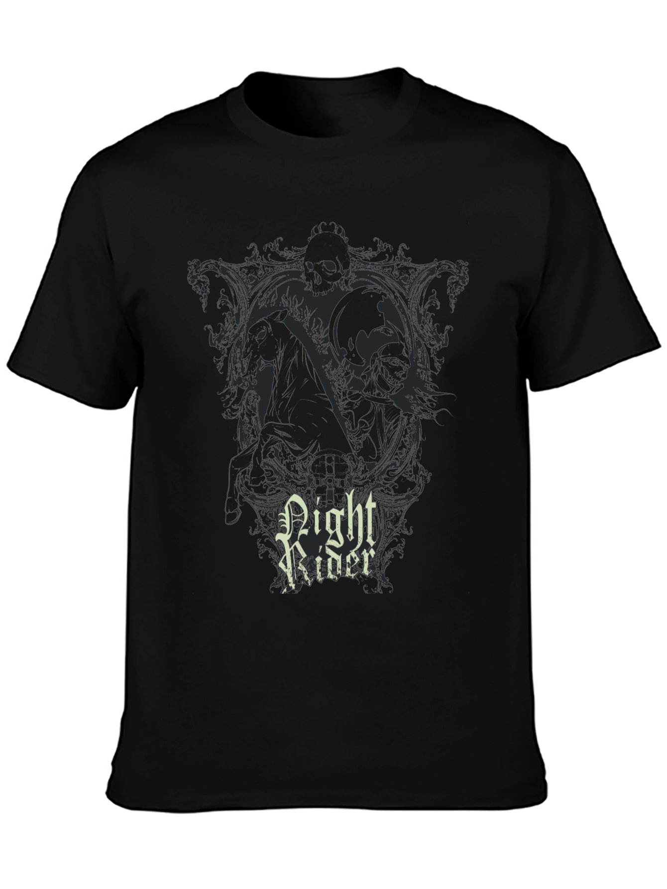 Black Night Rider Graphic Print Black T-Shirt view 3