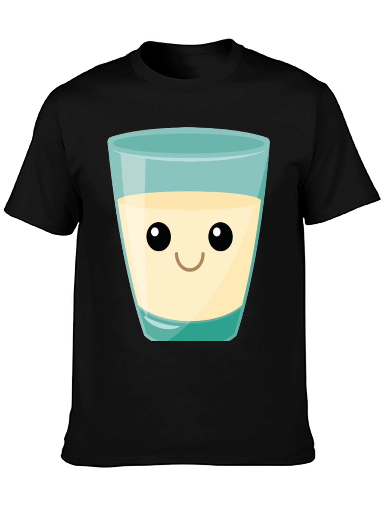 Black Cute Milk Glass Graphic Tee - Black Cotton T-Shirt view 3
