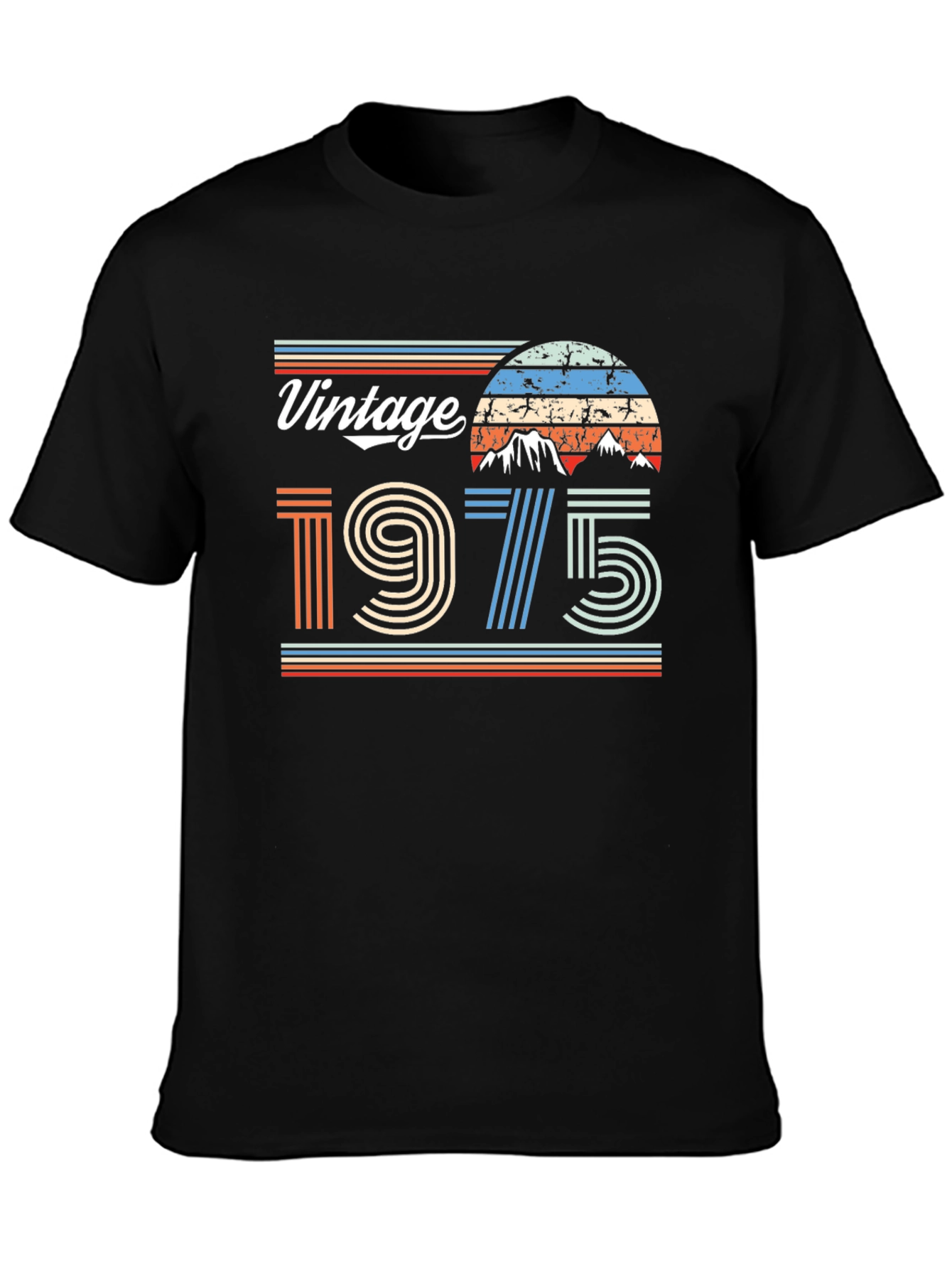 Black Vintage 1975 Graphic T-Shirt - Retro Style view 3