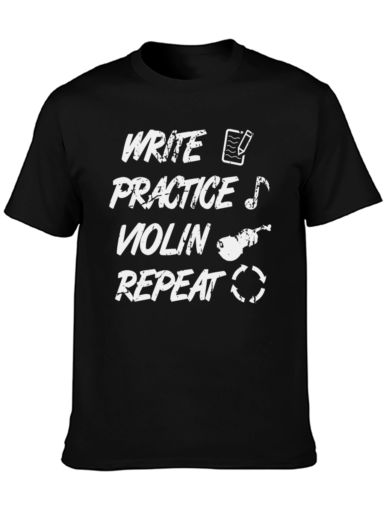 Black Write Practice Violin Repeat T-Shirt view 3