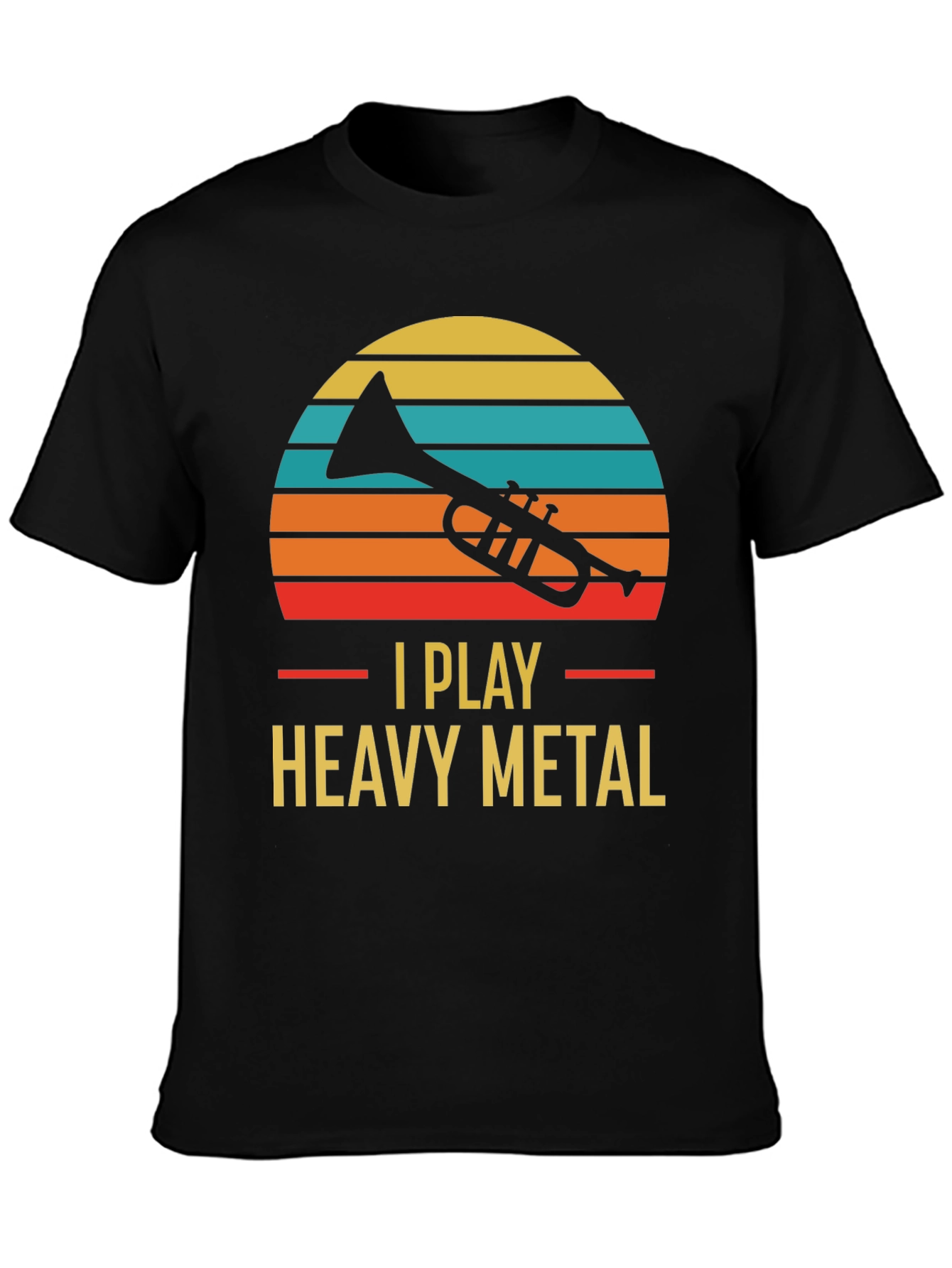Black I Play Heavy Metal Trumpet Graphic Tee view 3