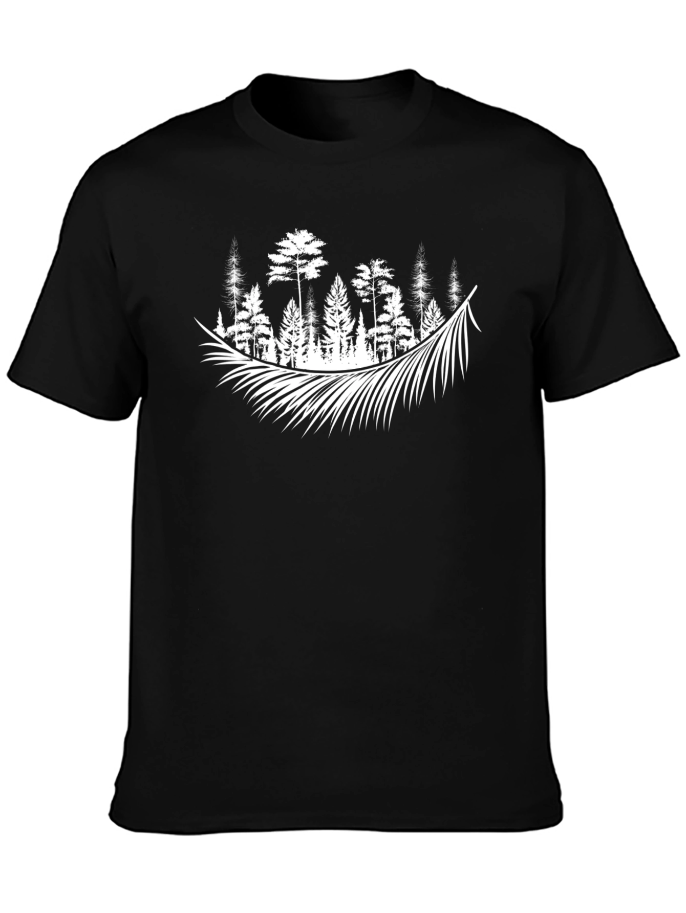 Black Forest Feather Graphic Tee - Nature Inspired Style view 3