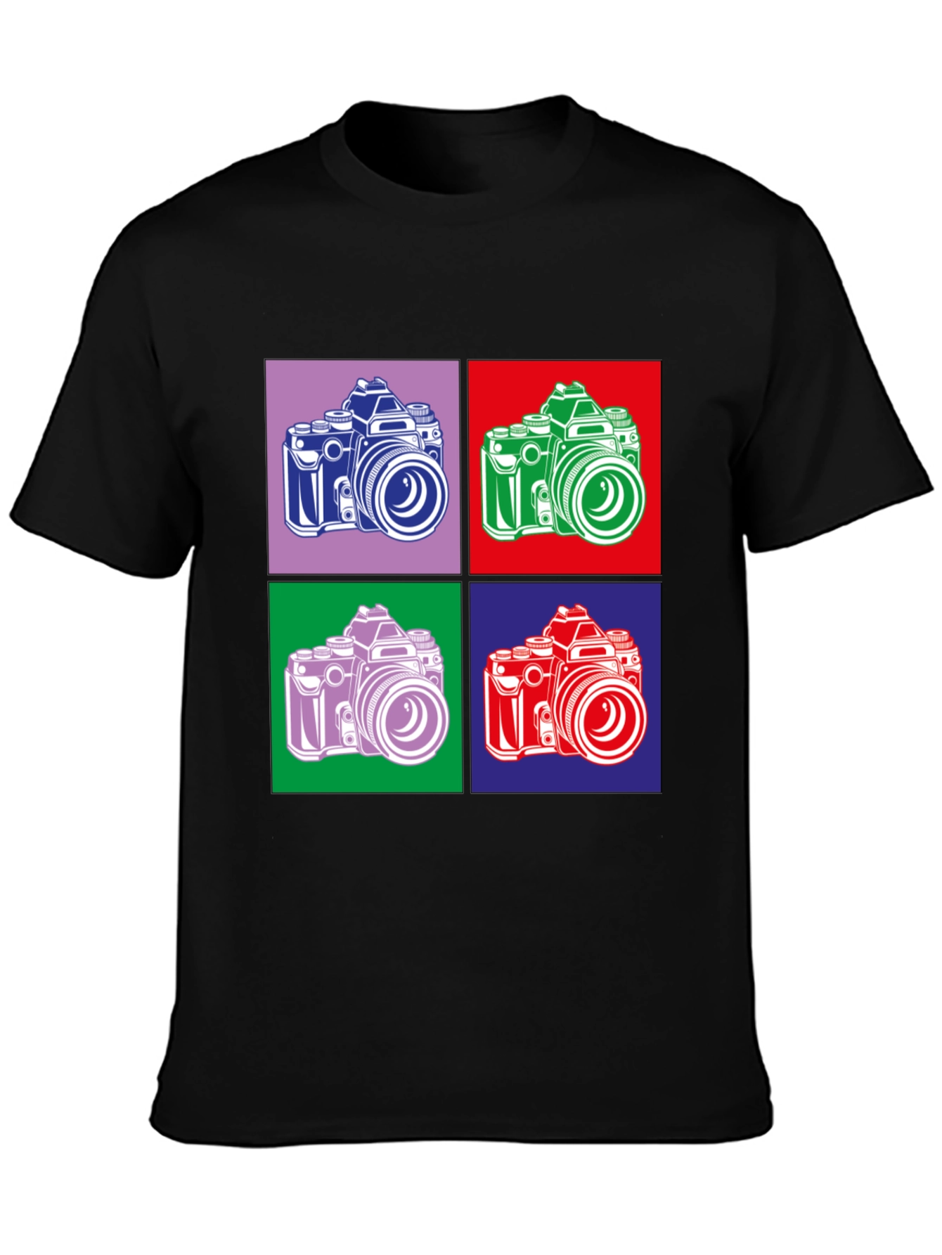 Black Retro Camera Graphic Tee - Pop Art Style view 3