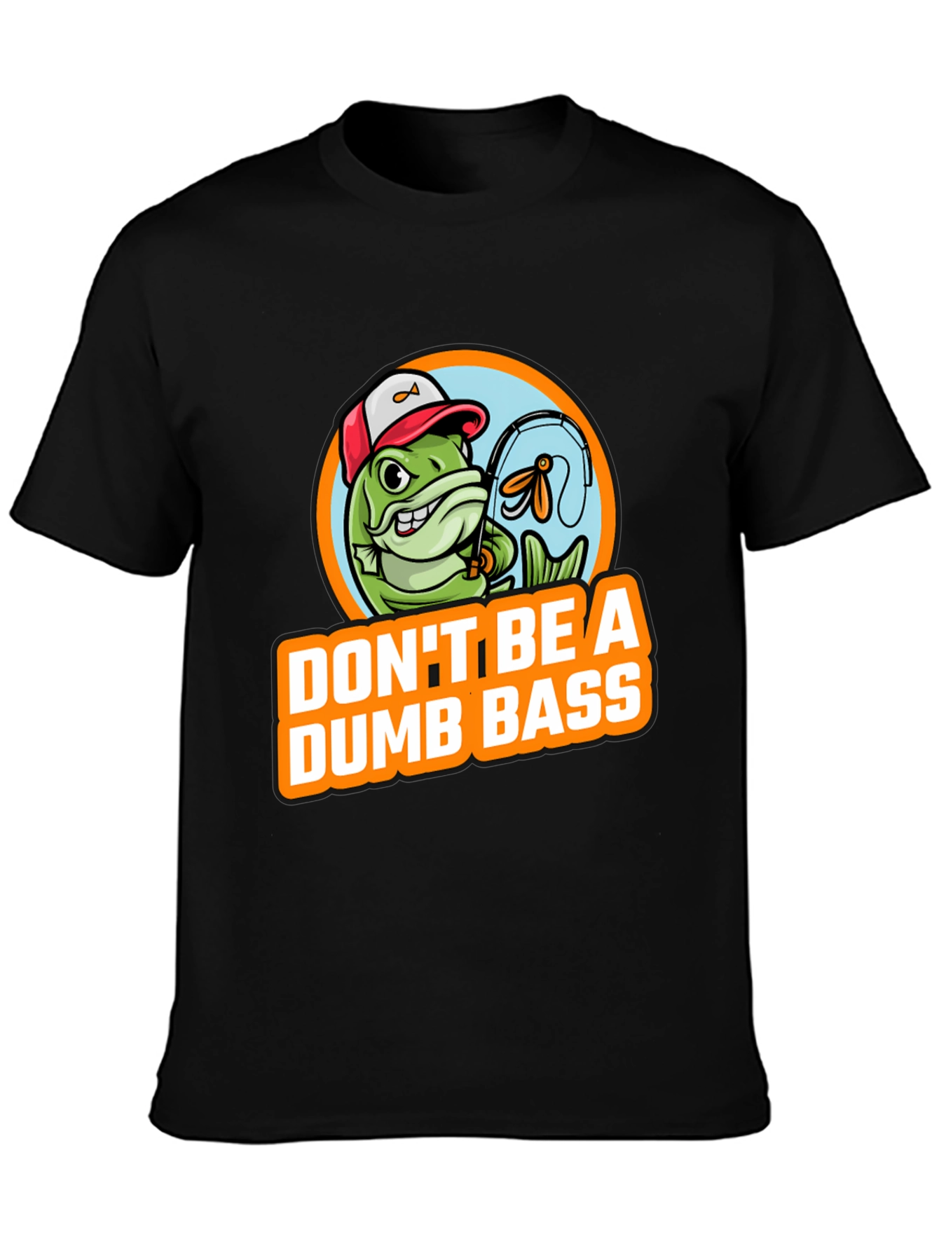 Black Don't Be A Dumb Bass Fishing Graphic T-Shirt view 3