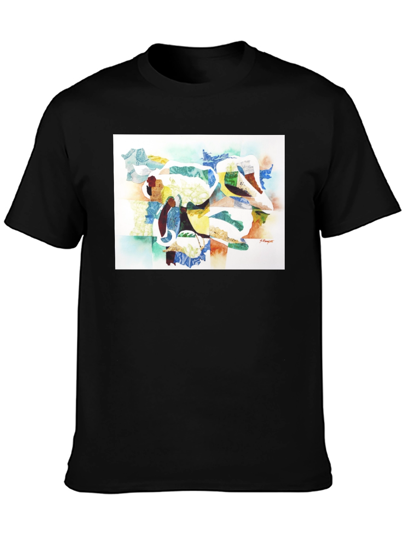 Black Abstract Art Graphic Tee - Modern Casual Wear view 3