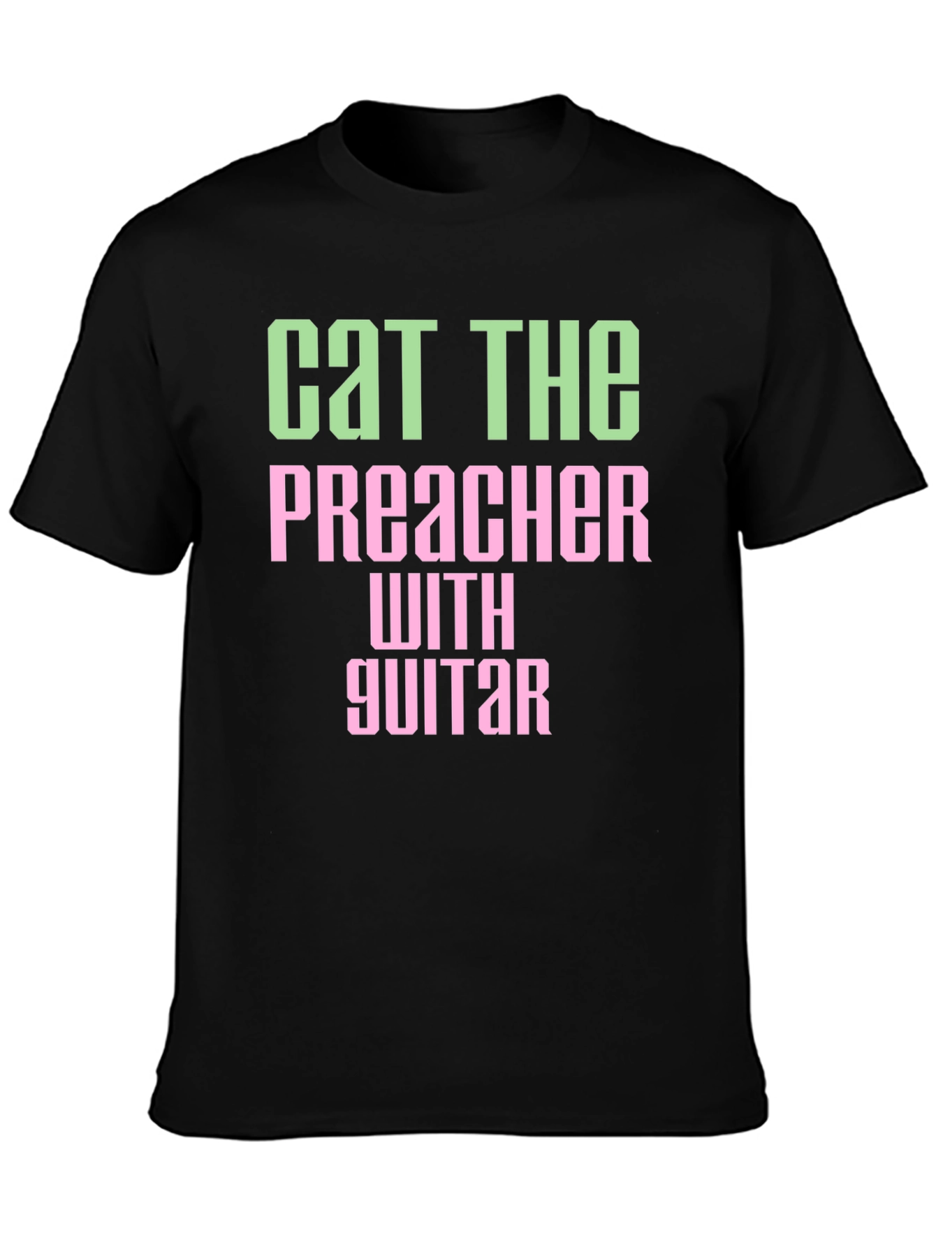 Black Cat The Preacher with Guitar Graphic T-Shirt view 3