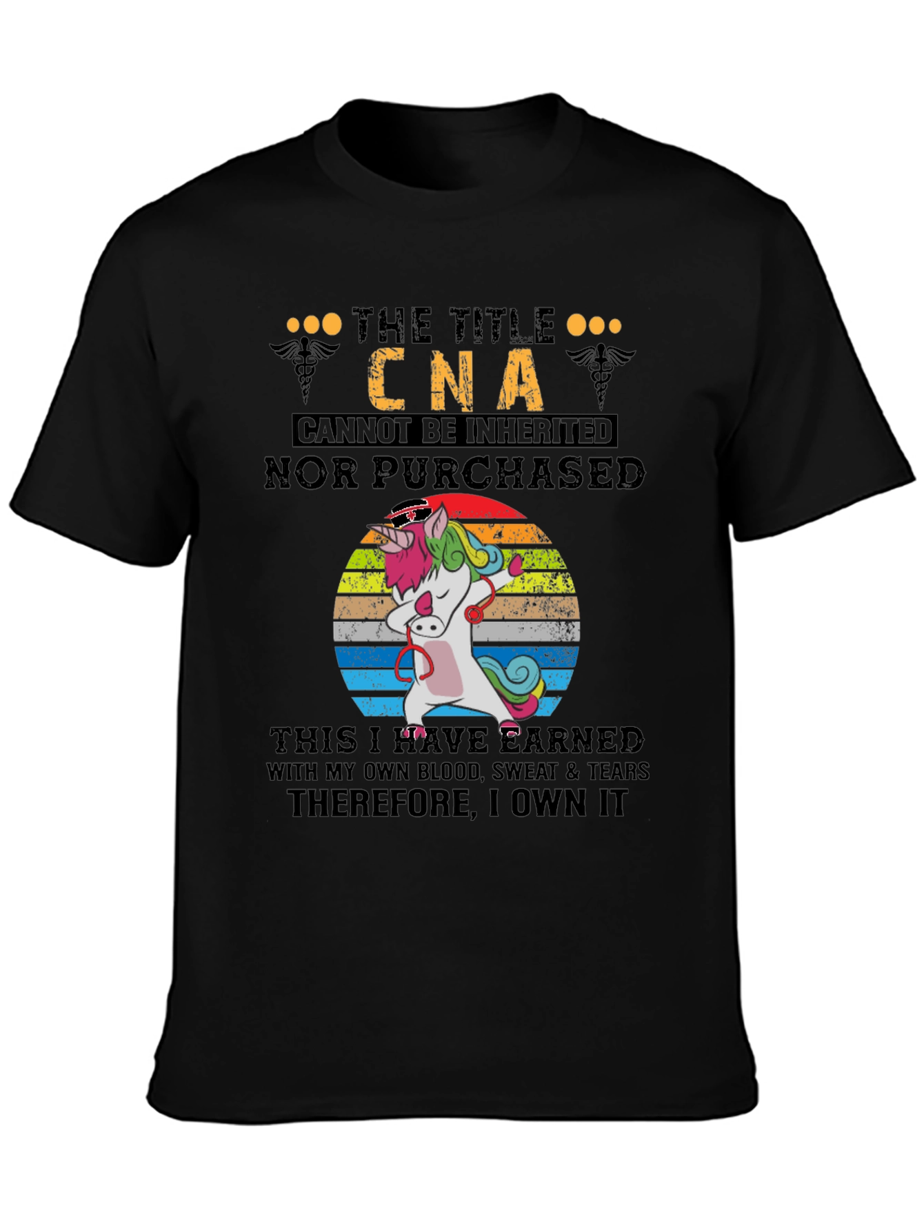 Black CNA Unicorn T-Shirt - Earned, Not Inherited view 3