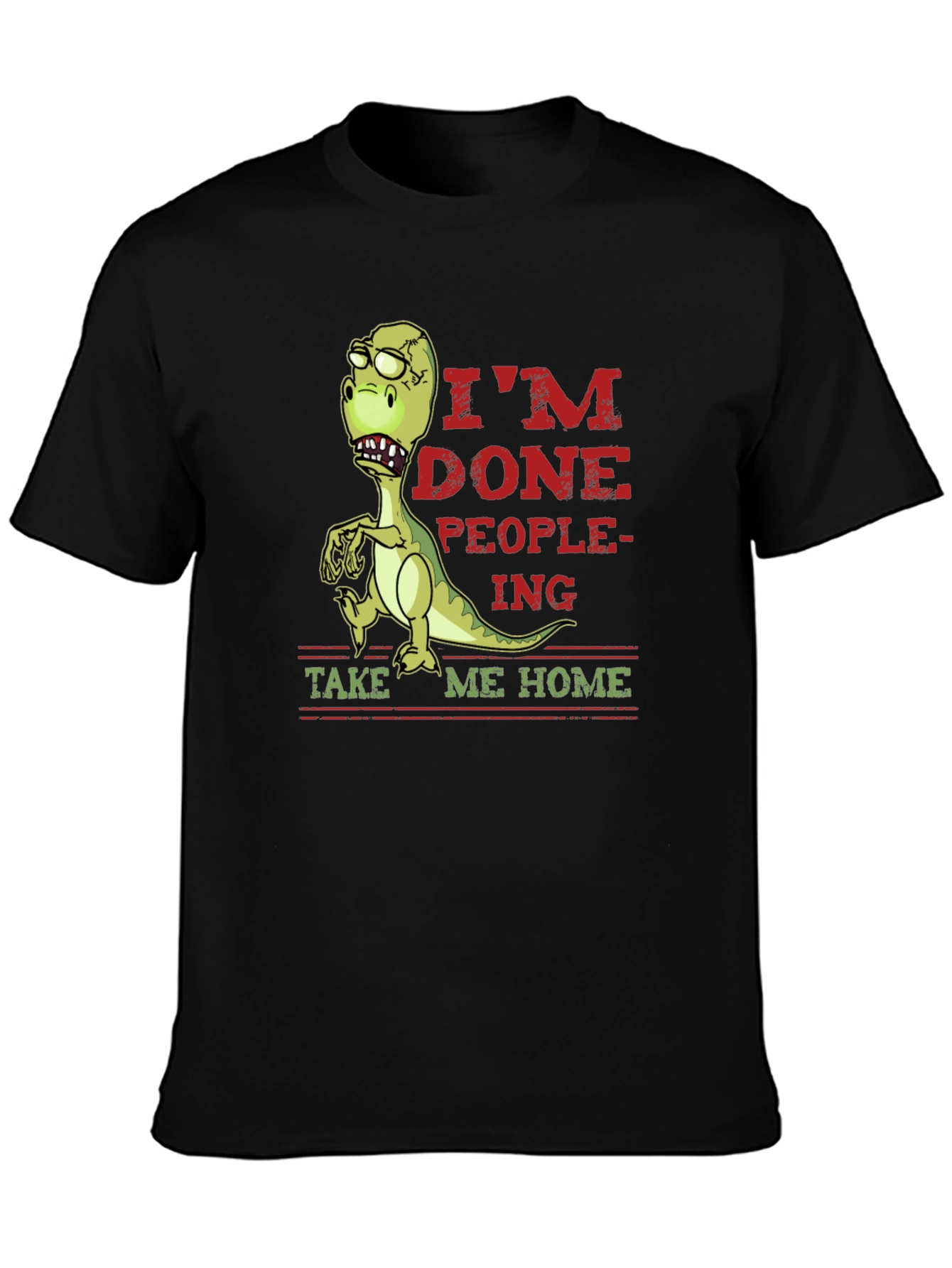 Black I'm Done People-ing Dinosaur Graphic Tee view 3