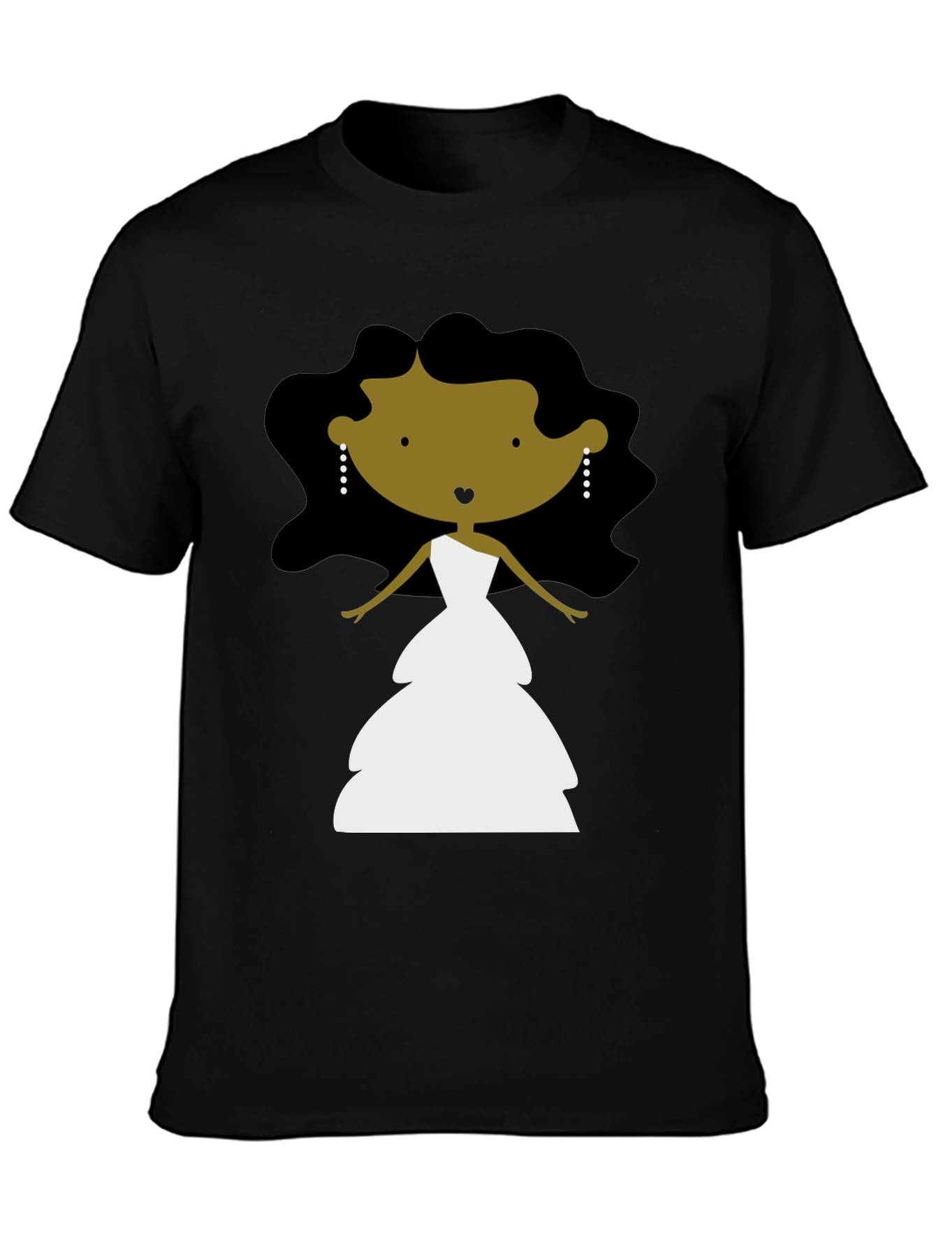 Black Black T-Shirt with Cartoon Bride Graphic view 3